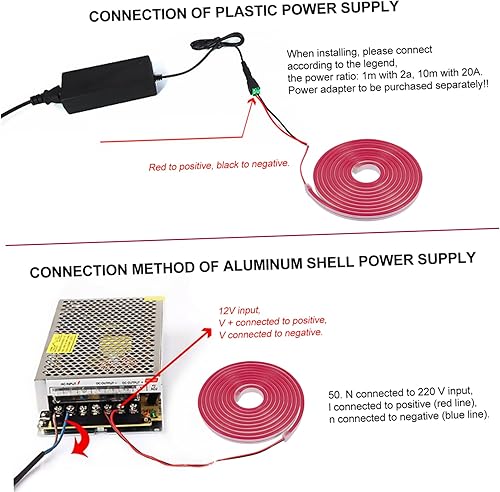 Miniatura 3 de OSALADI 2 juegos de tira de neón de neón de luz de cuerda de luz LED luces decorativas flexibles LED de neón flexible tira de luces LED tira de