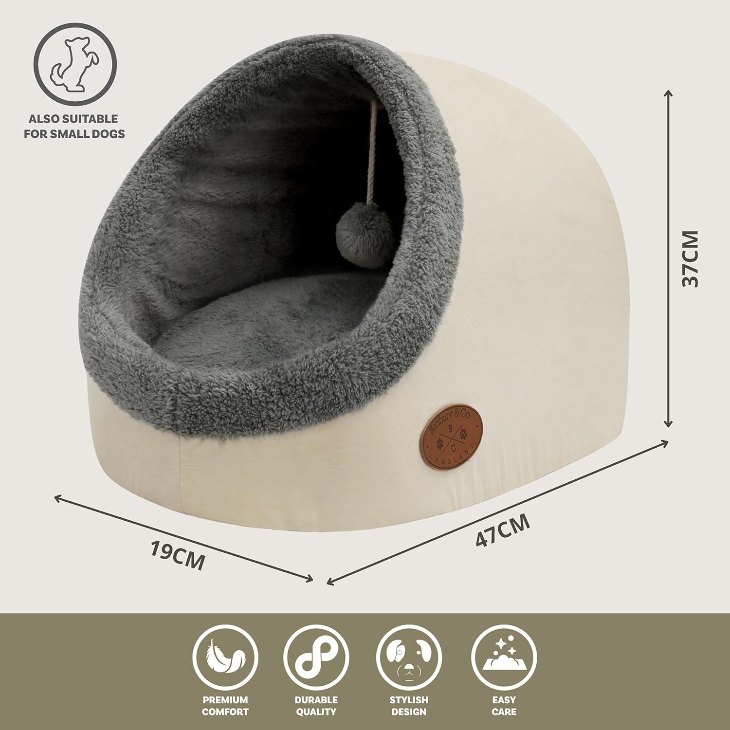 Banbury & Co Luxury Cosy Cat Bed, Grey