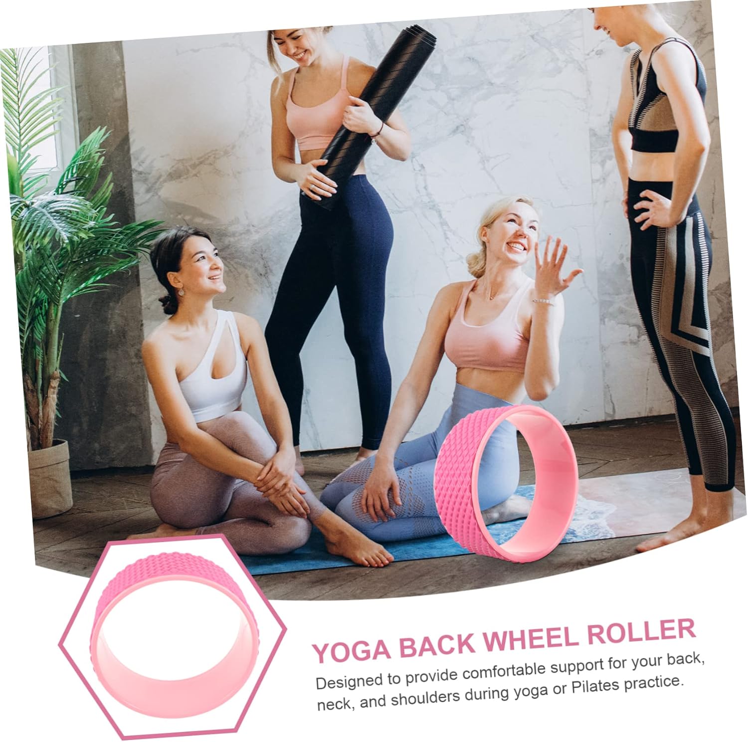 HANABASS Yoga Wheel for Back Pain Relief and Stretching Foam Back Roller 1-Piece Yoga Training Wheel for Trigger Point Massage and Shoulder Opening Fitness Equipment for Levels