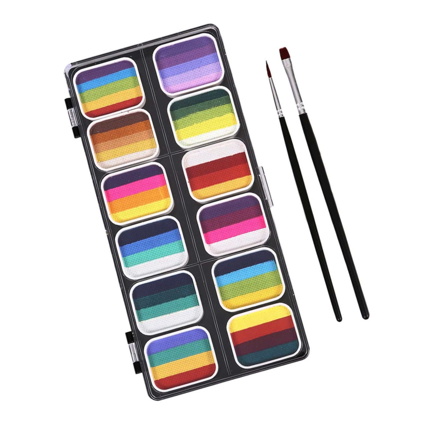Kit de Pintura Corporal de 12 Colores con 12 Compartimentos | Polvo Pigmentado, 1 Juego en Compartimentos Separados, para Rostro y Cuerpo, Uso DIY y Festival
