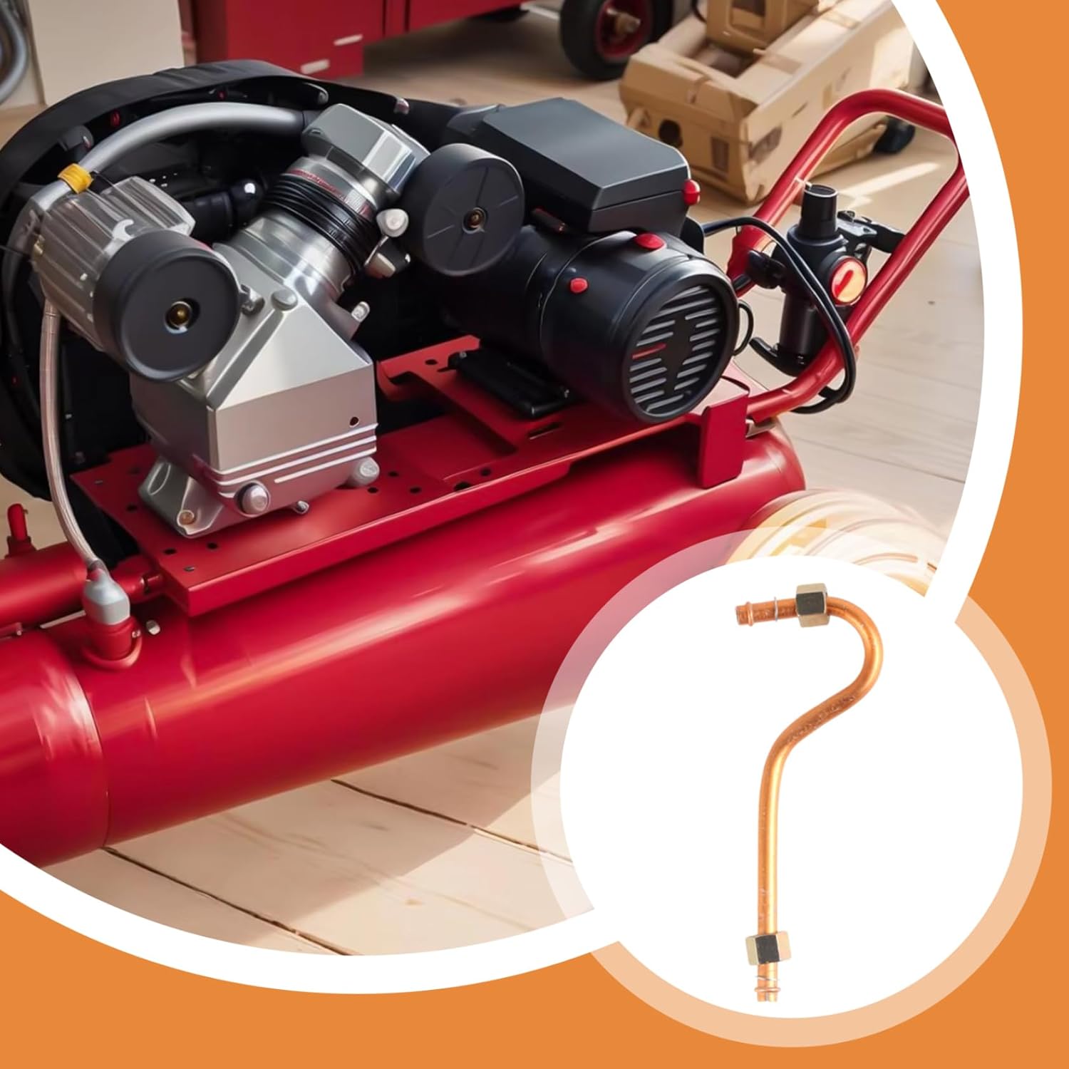 Central Pneumatic Compressor Parts, 3/8 Thread Punching Aluminum Air Compressor Replacement Parts Exhaust Tube, Air Compressor Part Exhaust Tube for Air Compressors Connecting