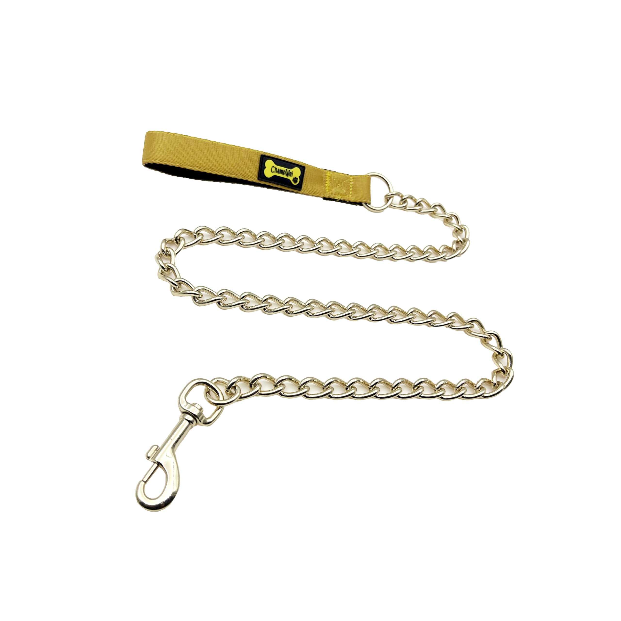 ChampWei Metal Dog Leash for Small Medium Large Dogs, Chain Link Anti Chew 3.5-4FT Strong Anti Bite Dog Leash Comfortable and Breathable mesh Cushion