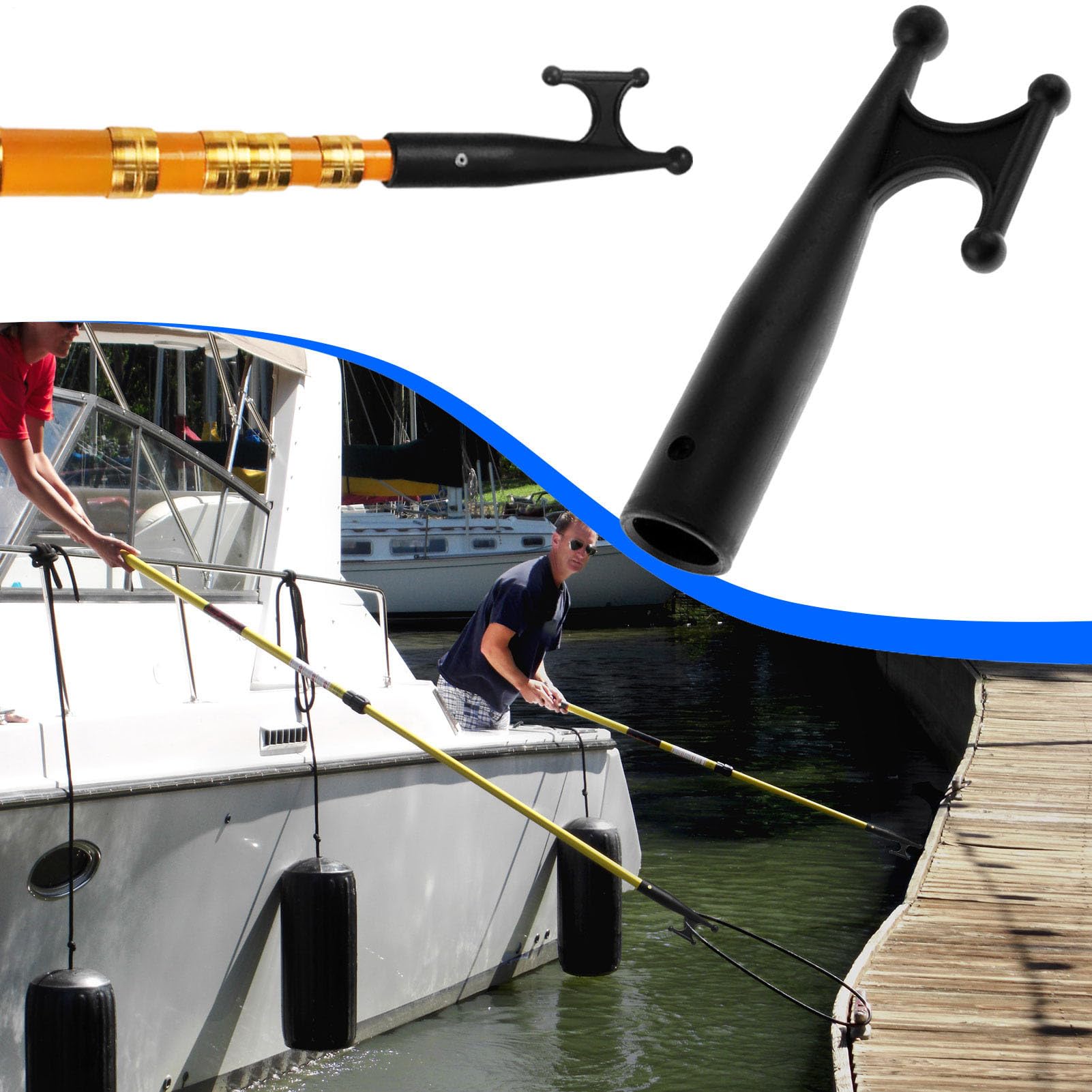 Bootshaken - Leichter Stehungshaken Mit Langlebiger Nylonkonstruktion, Starker Schlepptau Für Rettungsboote Dinghies Und Kajaks, Mehrzweckkopf Für Das Anlegen Von Mooring | Vielseitiges Bootstool Für