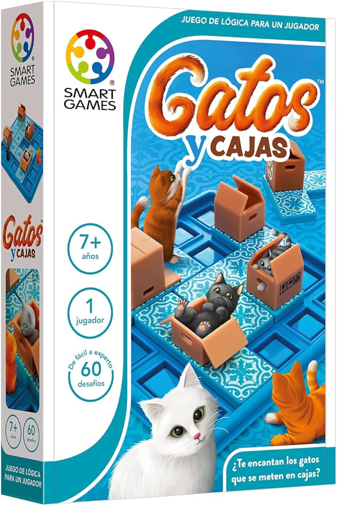 Smart Games - Gatos Y Cajas | Rompecabezas Adultos Y Rompecabezas Niños Con 60 Desafíos | Juegos Educativos Para 1 Jugador | Juegos De Mesa Niños 7 Años O Más