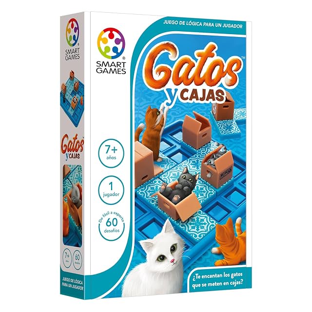 SmartGames - Gatos Y Cajas | Rompecabezas Adultos Y Rompecabezas Niños con 60 Desafíos | Juegos Educativos para 1 Jugador | Juegos De Mesa Niños 7 Años O Más