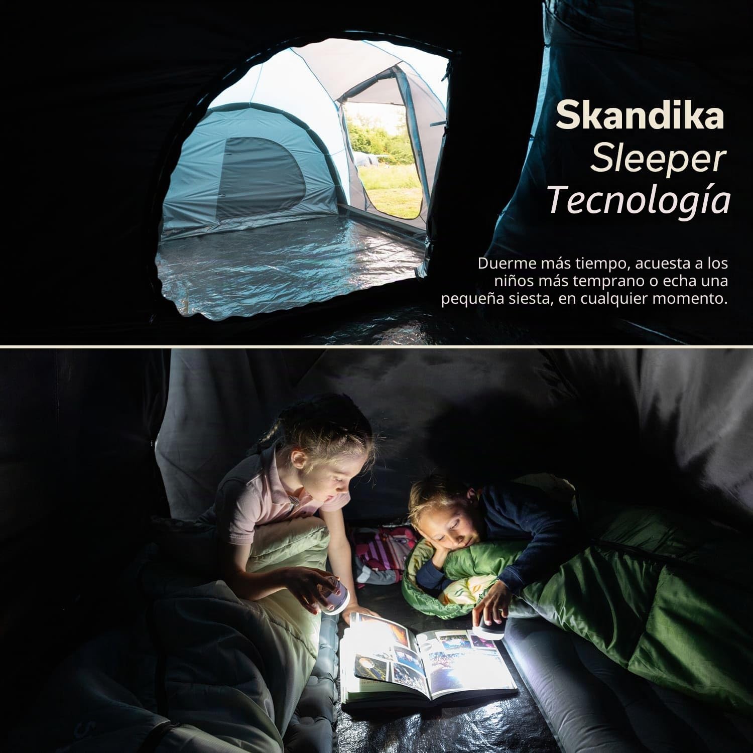 Skandika Hammerfest 4 Personas - Tienda de campaña Familiar - cúpula - Dos dormitorios - mosquiteras