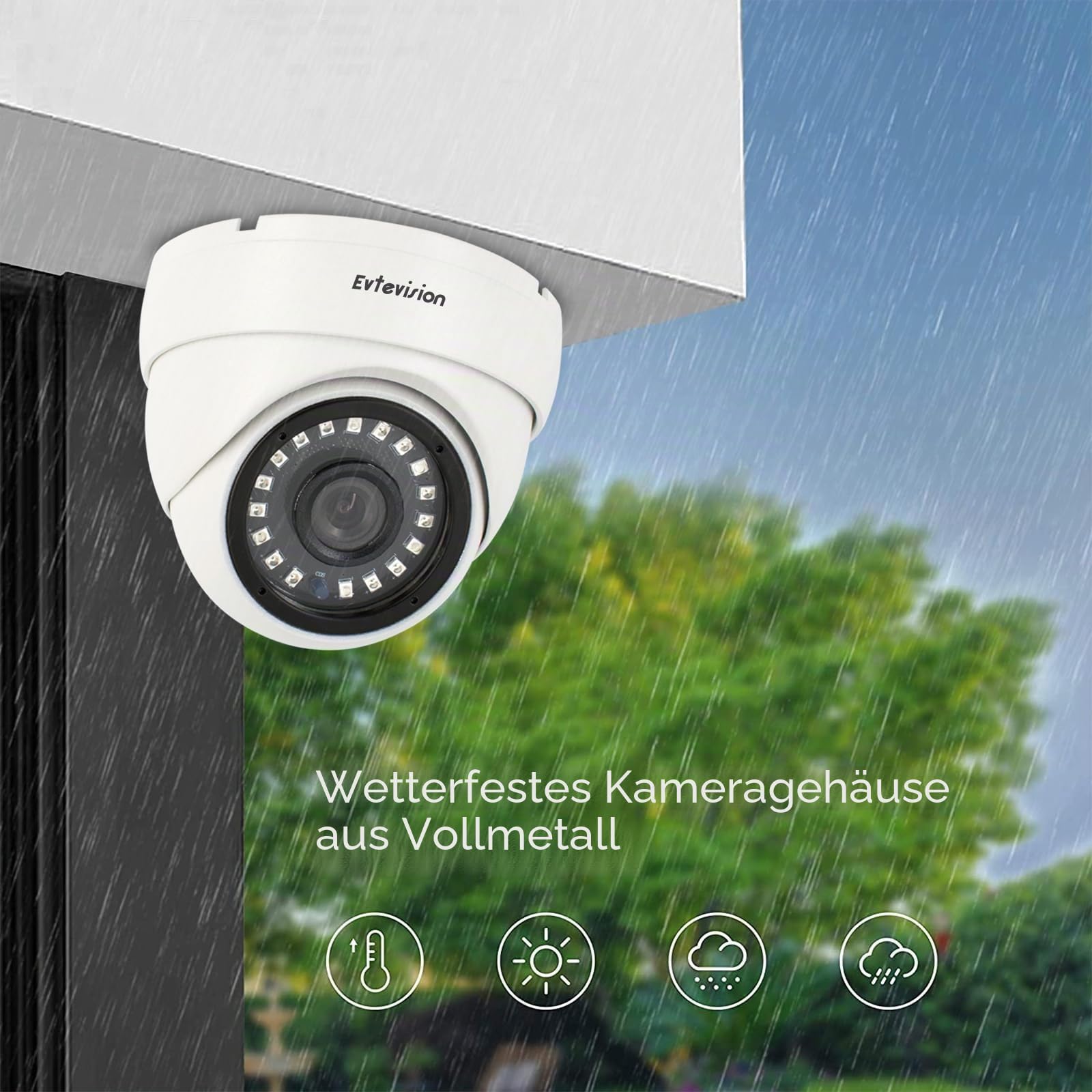 HD 5MP AHD/TVI/CVI/CVBS 4-in-1 Überwachungskamera, Wetterfeste Analoge IP66 Wasserdicht, Dome Kamera für den Innen- und Außenbereich, 65 Fuß klare Nachtsicht