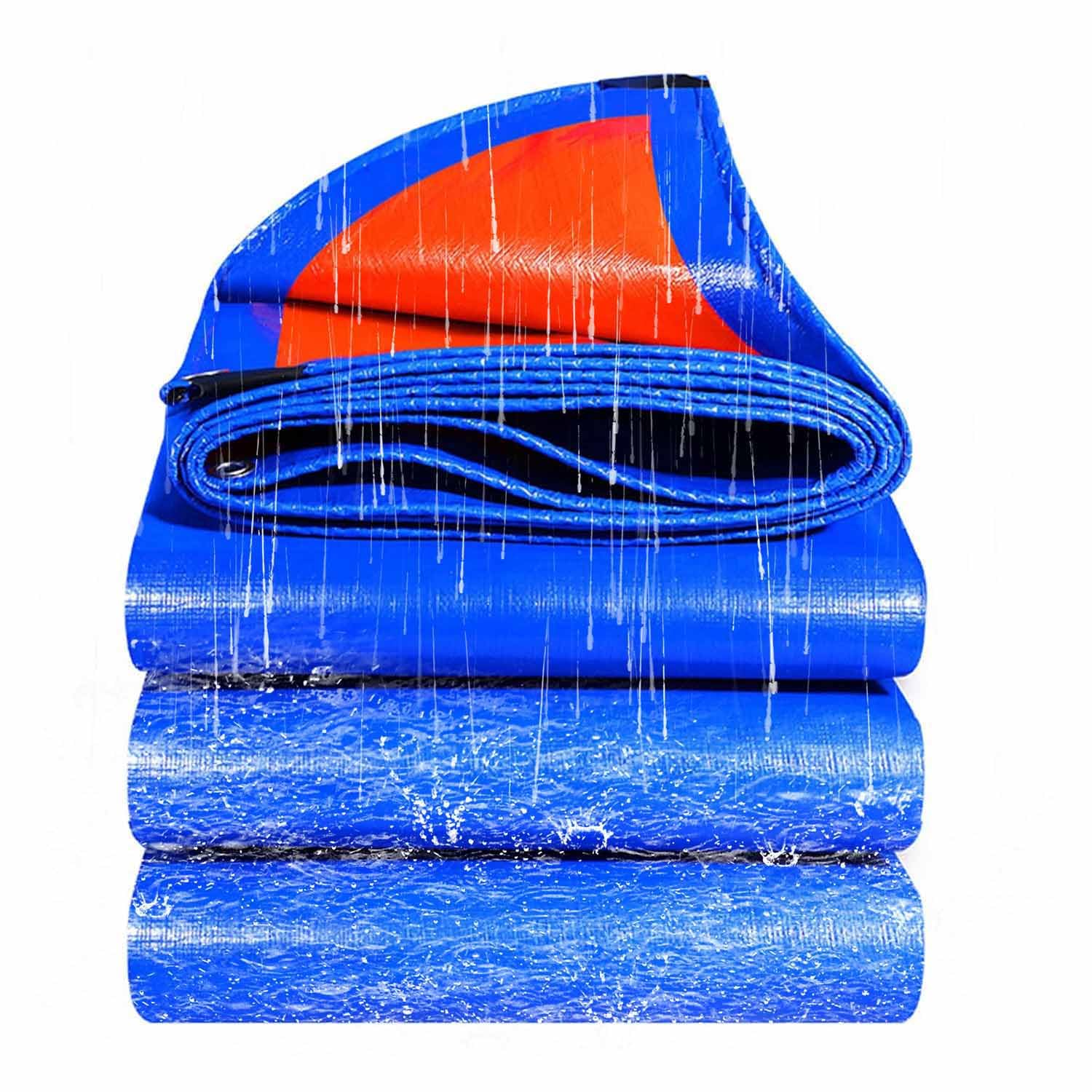 Ffsaacol Tarps Heavy Duty Waterproof, Tarpaulins With Eyelets, Double-Sided Waterproof, Poly Tarpaulin with Reinforced Edges for Covering Courtyards, Cars, Camping D, 5x6m/16.4x19.7ft