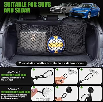 51 x 18 Inches Stretchable Envelope Cargo Storage Net with Hook for SUVs Pickup Truck (M 35''x16'')