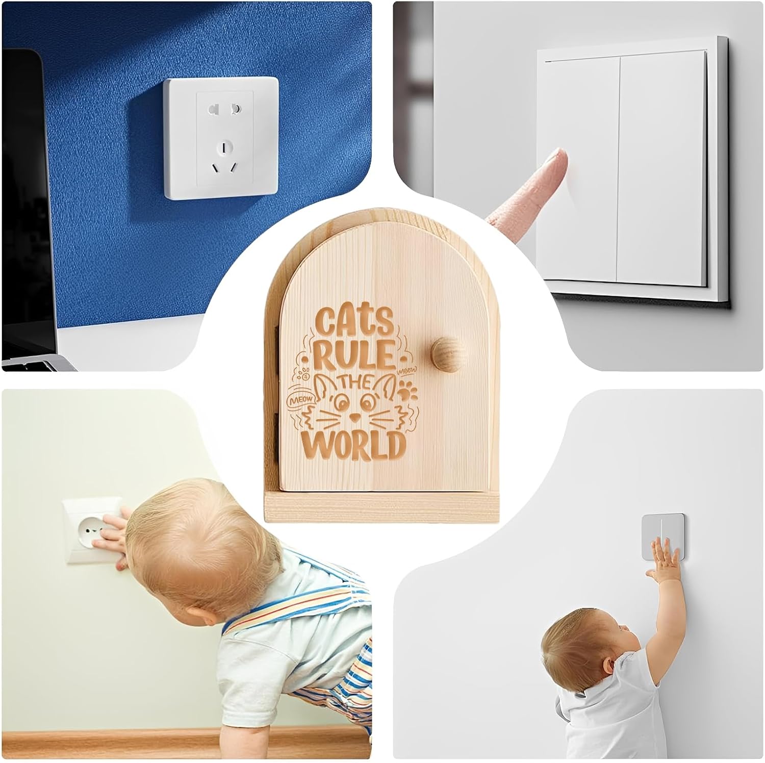 Custom Fairy Door Outlet Cover, Wooden Fairy Outlet Cover Plate with Opening Door, Personalized Decorative Outlet Cover for Kids Room, Child Proof Wall Plate, Unique Housewarming Gift