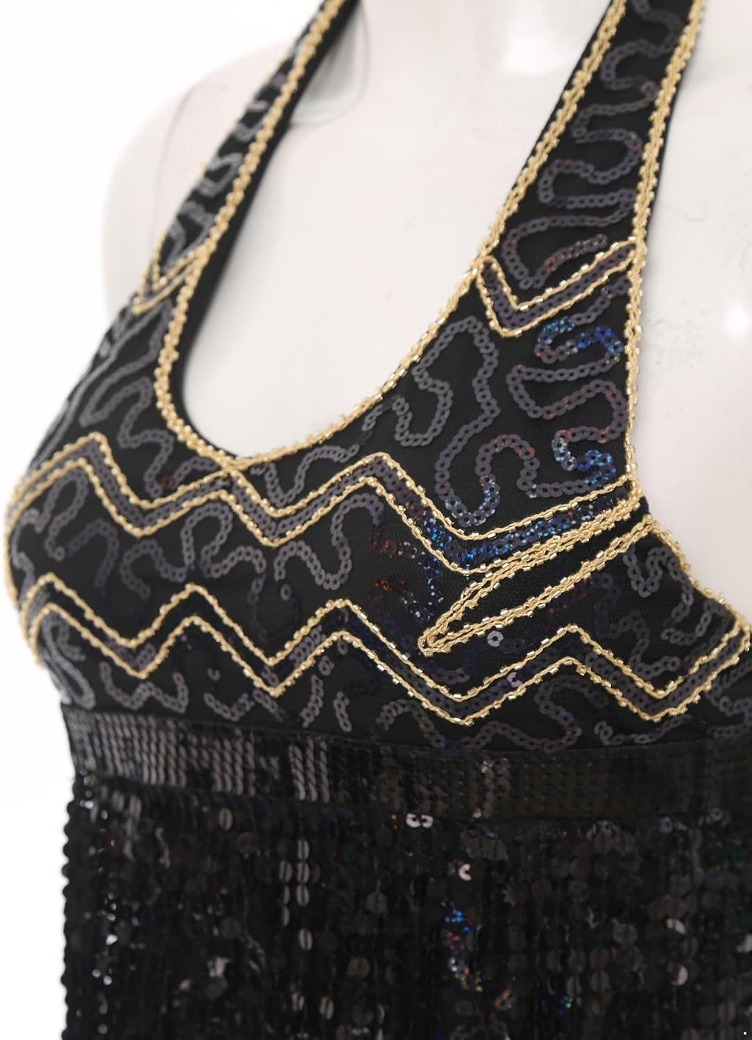 YiZYiF Women's Belly Dance Costume Sequin Tassel Bra Top Halter Tank Top Party Club Wear Bra Top