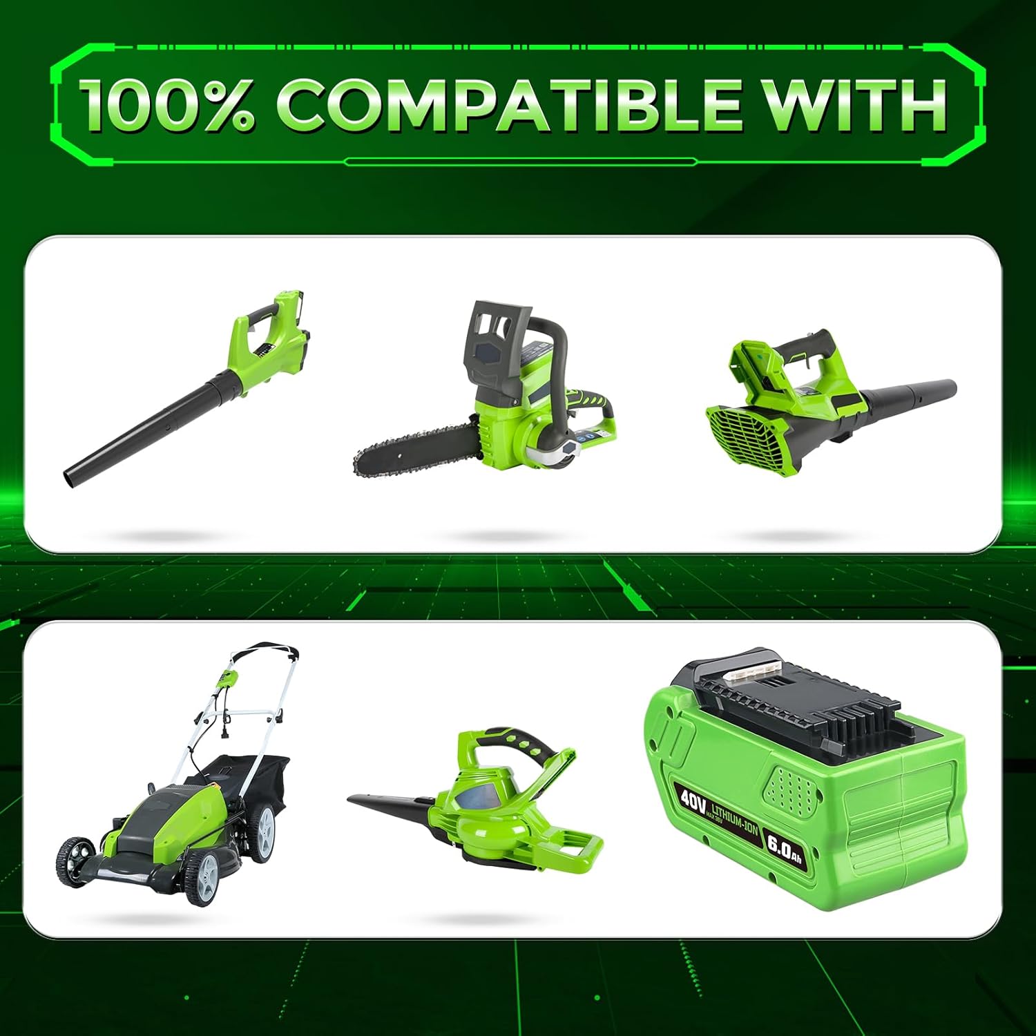 29462 40V 6.0AH Li-ion Battery Replacement for Greenworks Battery Compatible with Greenworks 40V G-MAX 29252 20202 22262 25312 25322 Cordless Power Tools Lawn Mower String Trimmer Blower