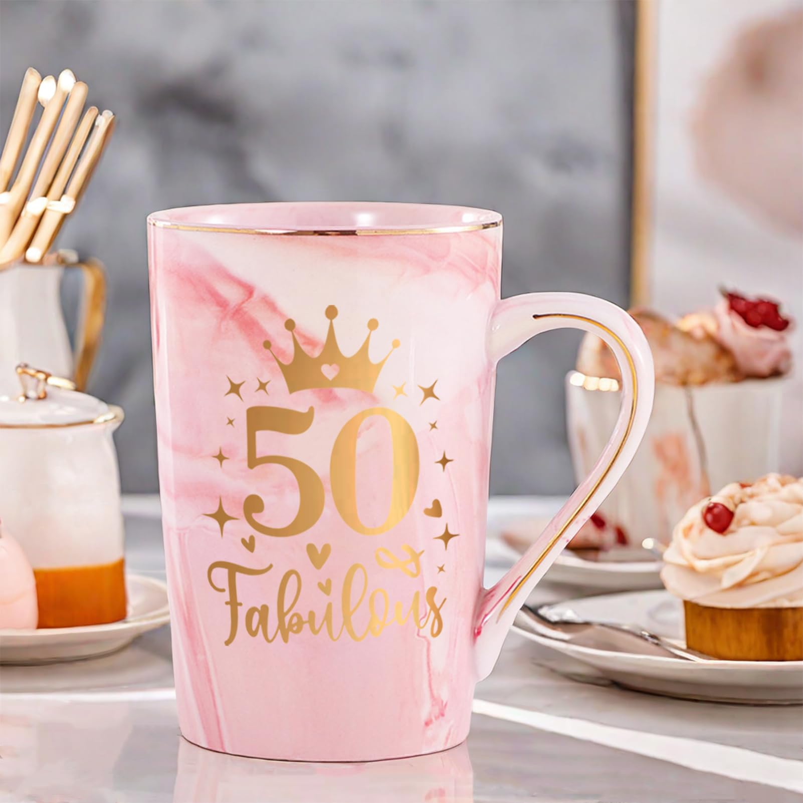 Amazon.com: CINHOLL 50th Birthday Gifts Women 50 Years Old Fabulous Funny  Fifty Birthday Coffee Mugs Cup Ideas for Mom Sister Female Coworker Friend,  14Oz Pink : Home & Kitchen
