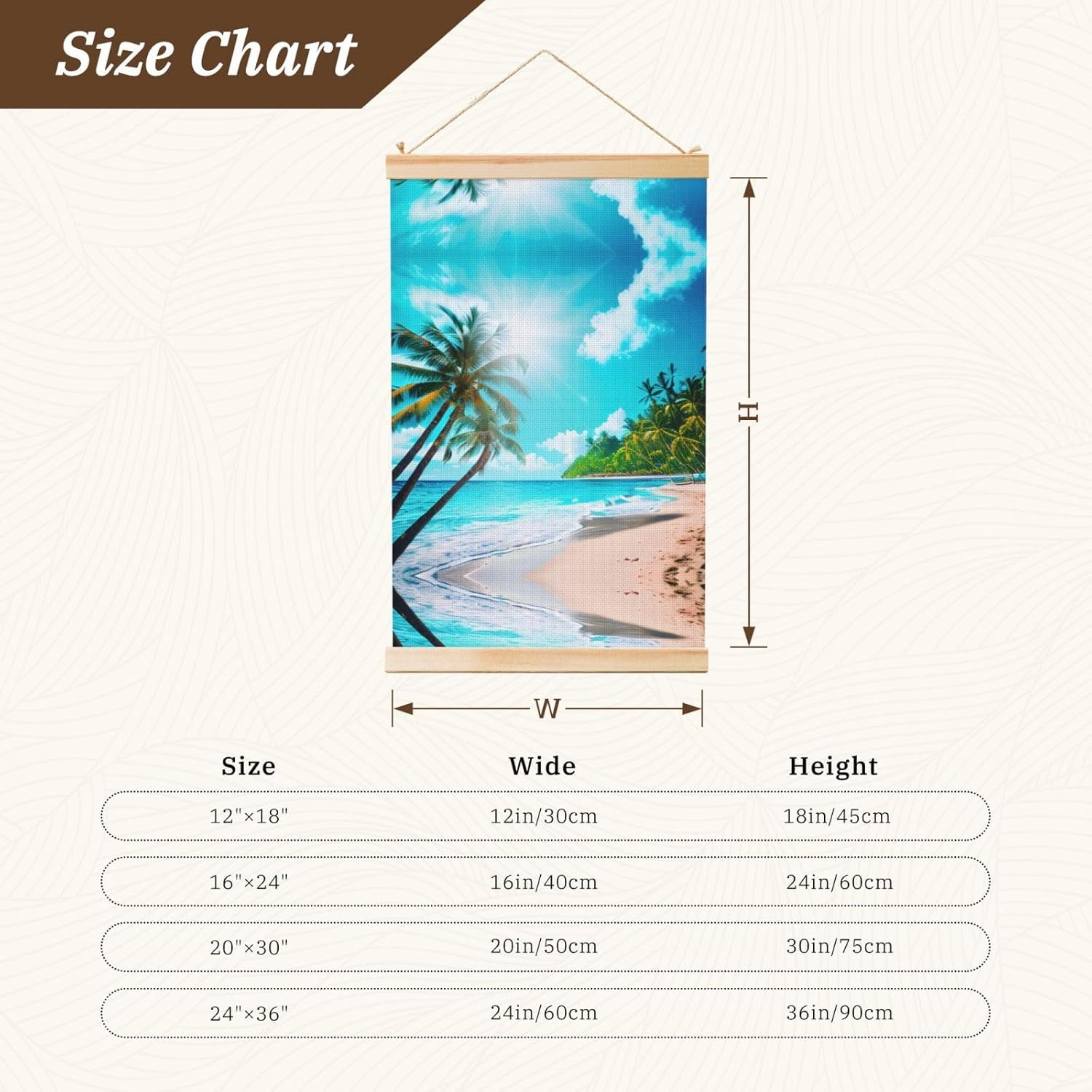 Tropical Ocean Beach Theme Print Poster Hanger,Hanging Poster, Poster Frame,Wood Poster Hanger, For Wall Hanging