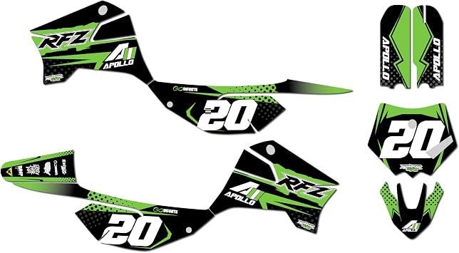 Graphics Kit for Apollo RFZ X4-X6 X14-X19 All Years Spear Series Green 09 Mil-Dirt Pit Bike Motorcycle Stickers,Dirtbike Racing Decal Automotive Motocross Accessories no Plastics