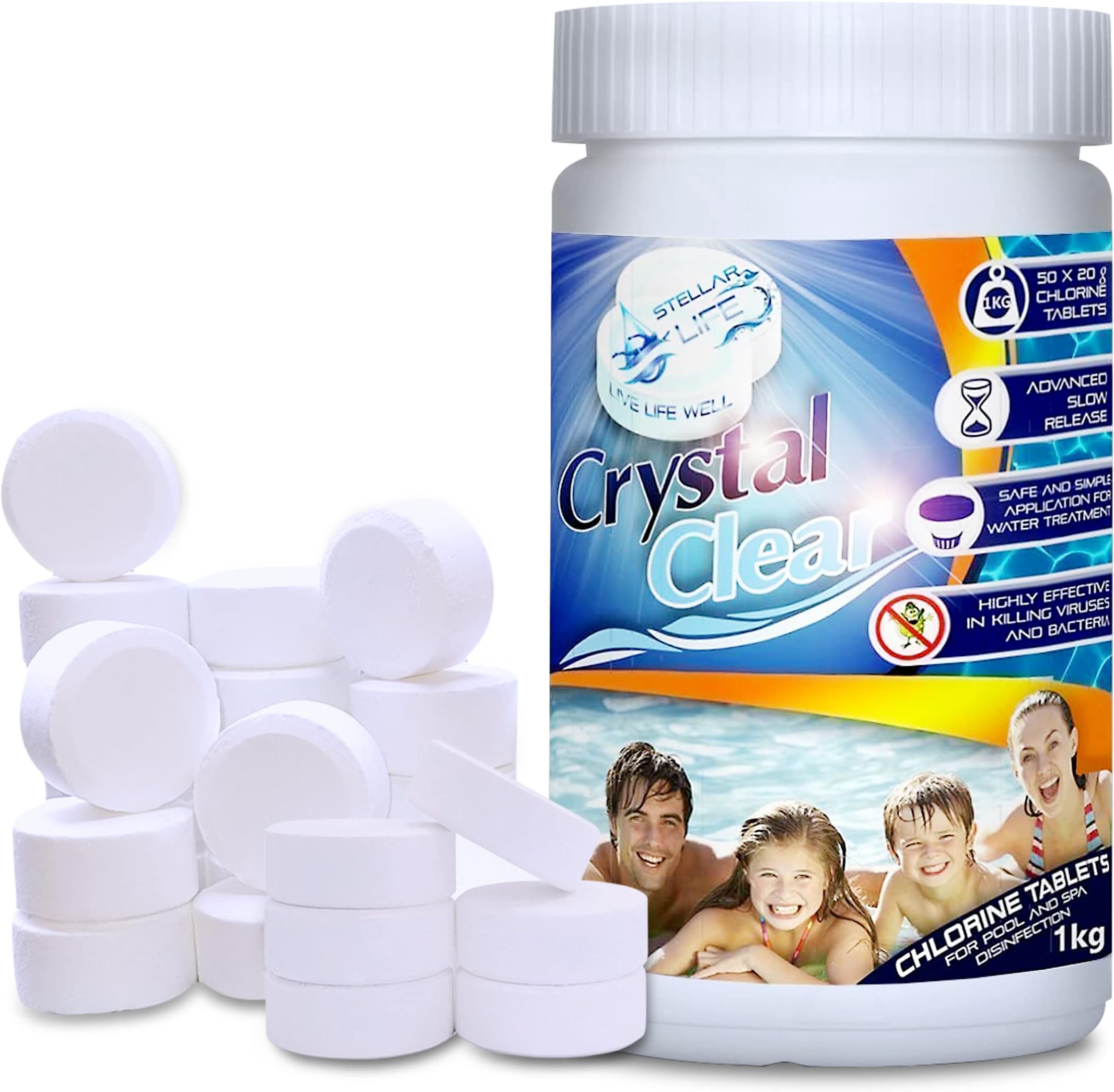 Ultimate Chlorine Tablets 50 x 20g for Hot Tubs, Spa, Swimming Pools. 1kg FREE EXPRESS DELIVERY UK Mainland Only