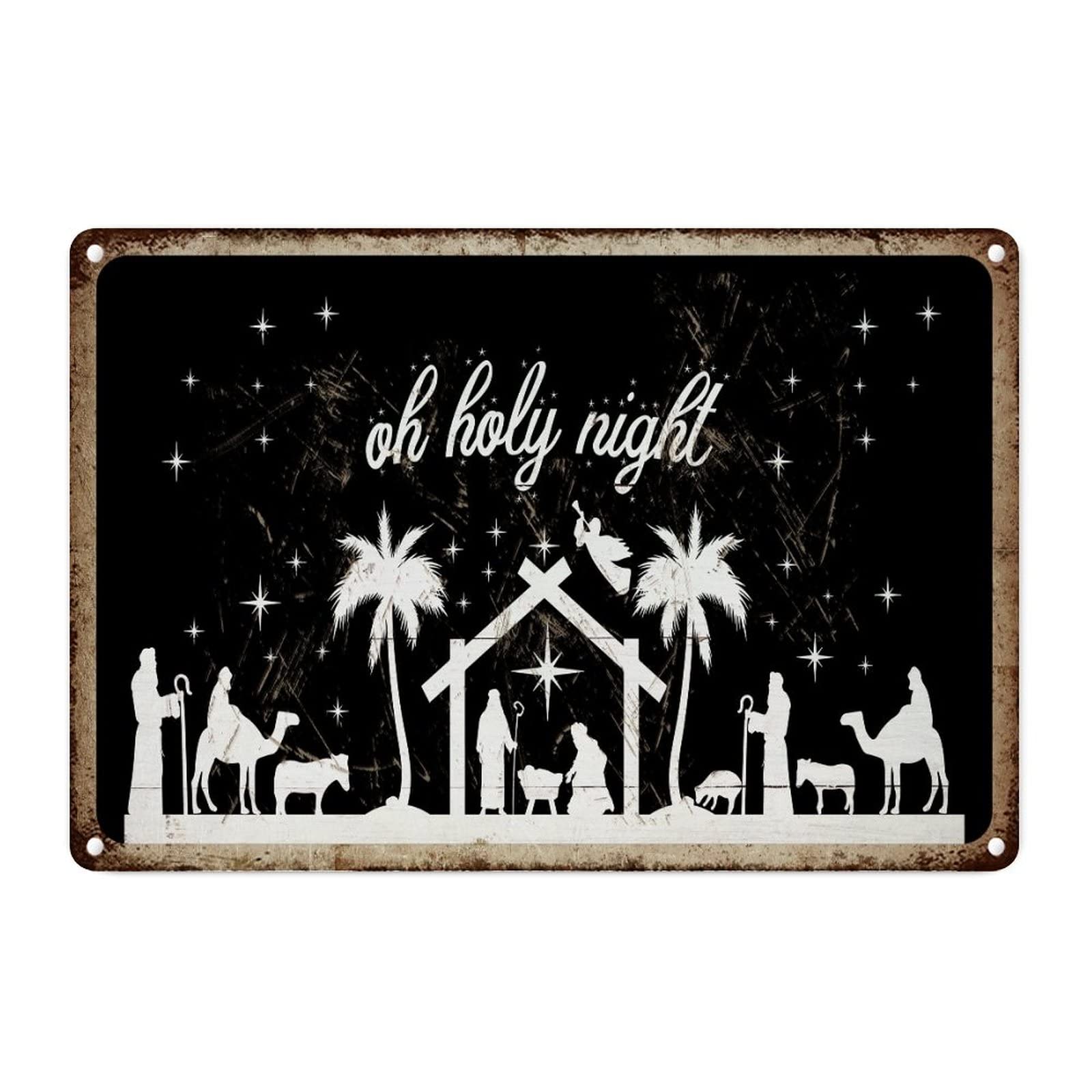 Plaque Jésus Birth Christianity en métal à offrir pour Noël