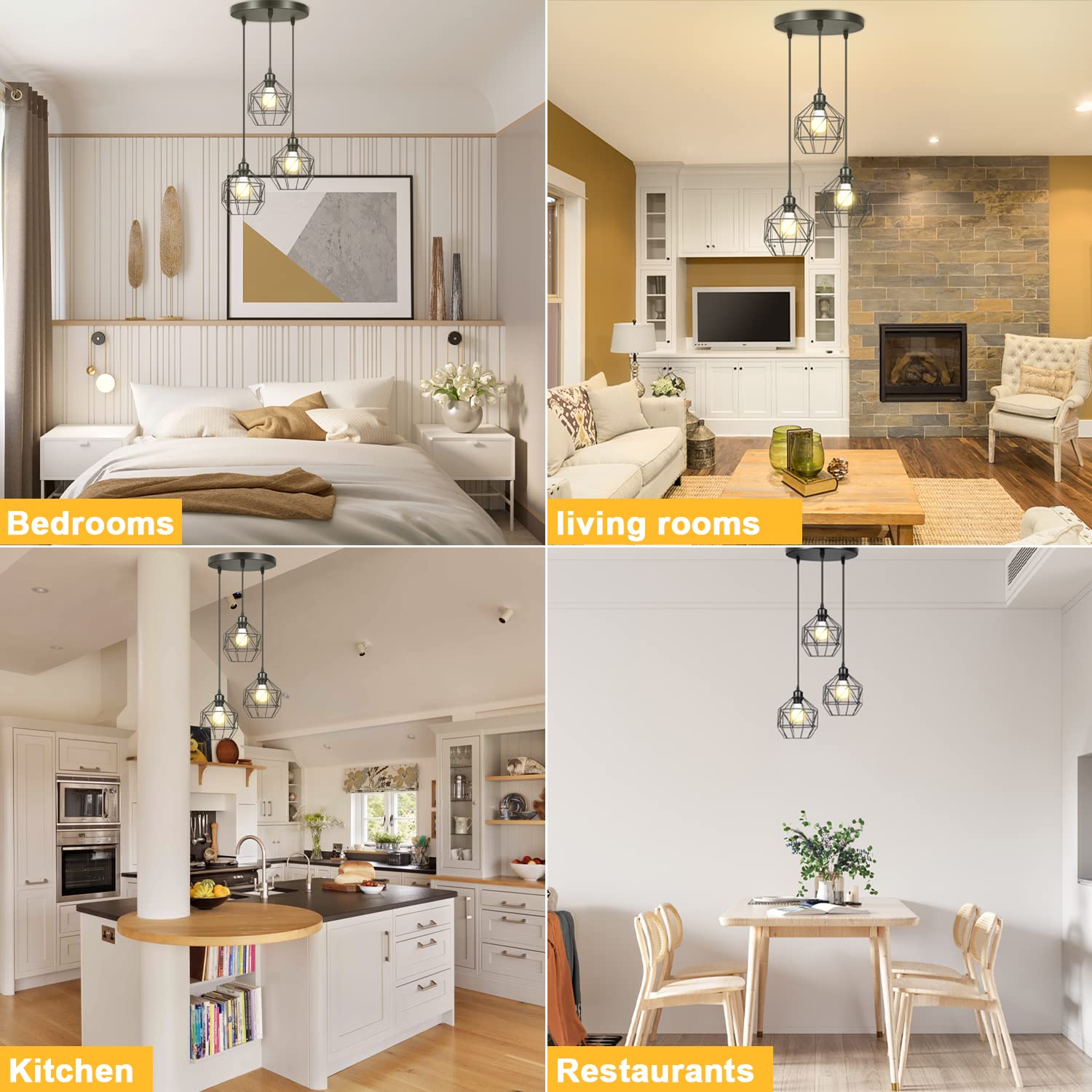 3-lichts industriële kroonluchter - Verlichting Trends