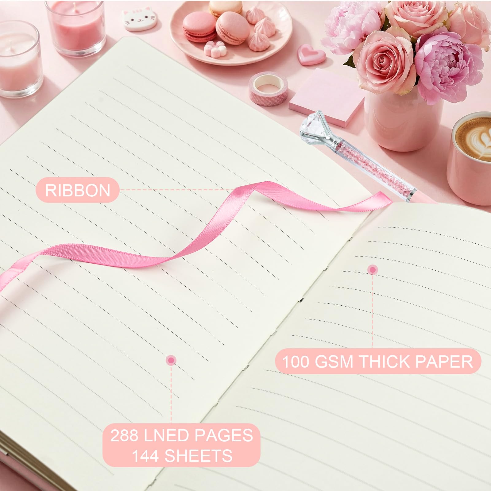 Diary with Lock for Girls Women B6 PU Leather Notebook with Lock, Lockable Diary Girls Diary - Image 4