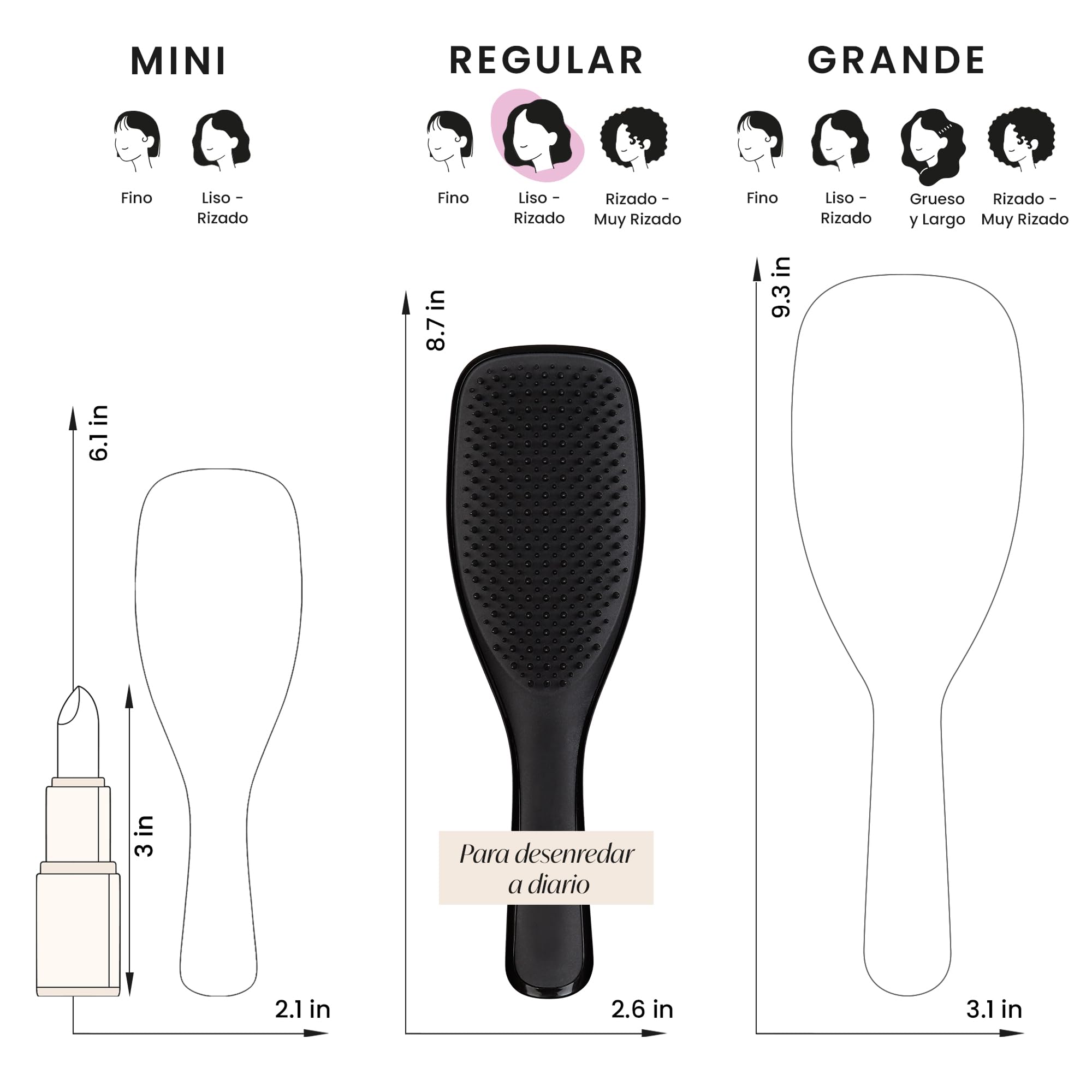 Tangle Teezer Ultimate Detangler Hairbrush - Cepillo Desenredante para Pelo Seco y Mojado - Apto para Todo Tipo de Cabello - Púas de Doble Altura para Menos Rotura y Sin Nudos - Negro Regaliz