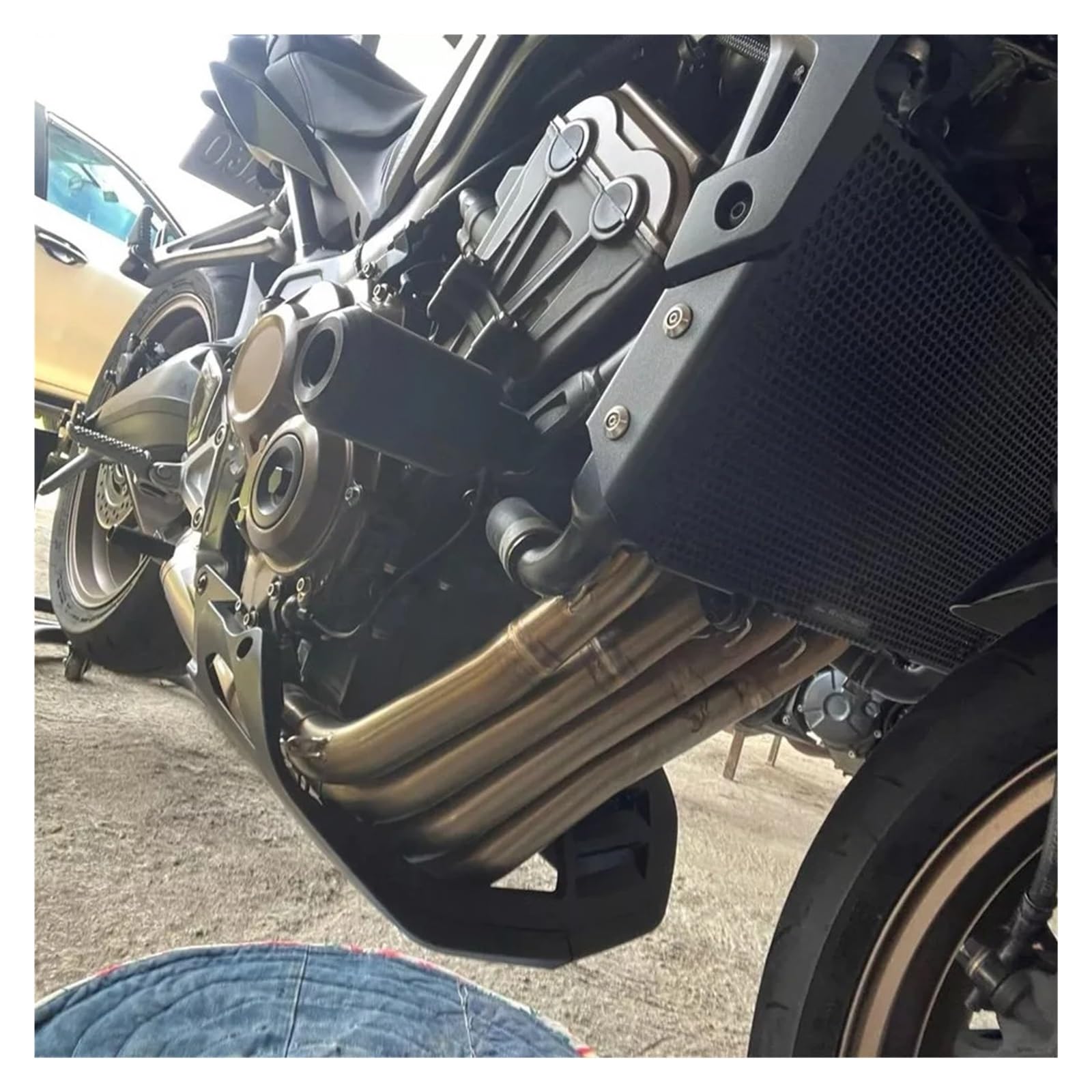 Alerón de Moto para CB650R CB-650R CB 650 R 2019-2025 Protector Cárter Inferior Motocicleta Incluye Protector Motor Y Carenado Inferior Alerones para Moto(Carbon Fiber Pattern)