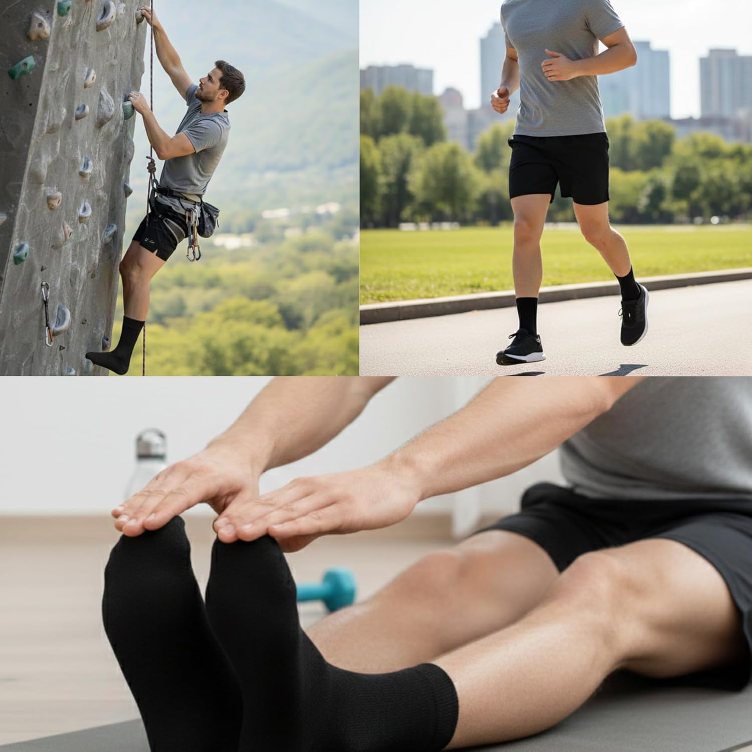 Dress Socks for Men Cotton Blend Cushioned Dress Socks Soft Solid Mid-Calf Running Socks - Image 2