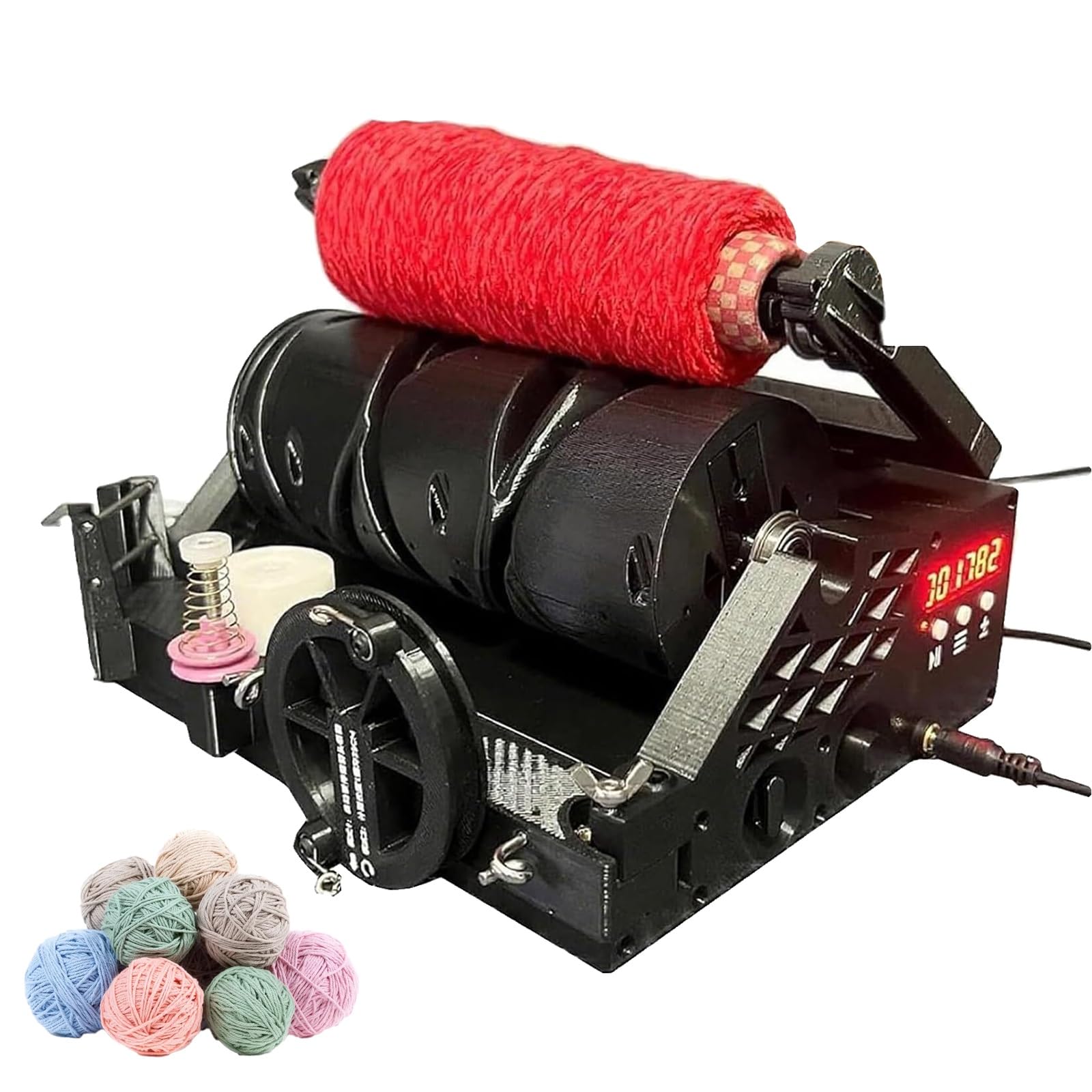 Desktop Electric Yarn Spinner, Automatic Wool Winding Machine,Speed Adjustment,6 Digit Digital Display,Measurement 20000 Meters,for Yarn Weaving (Black)