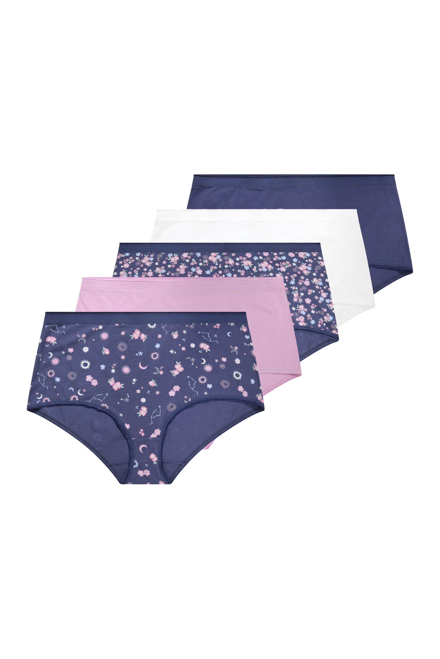 Yours Women's Multicolor 5 Pack Star Print Full Briefs | Size: 34/36