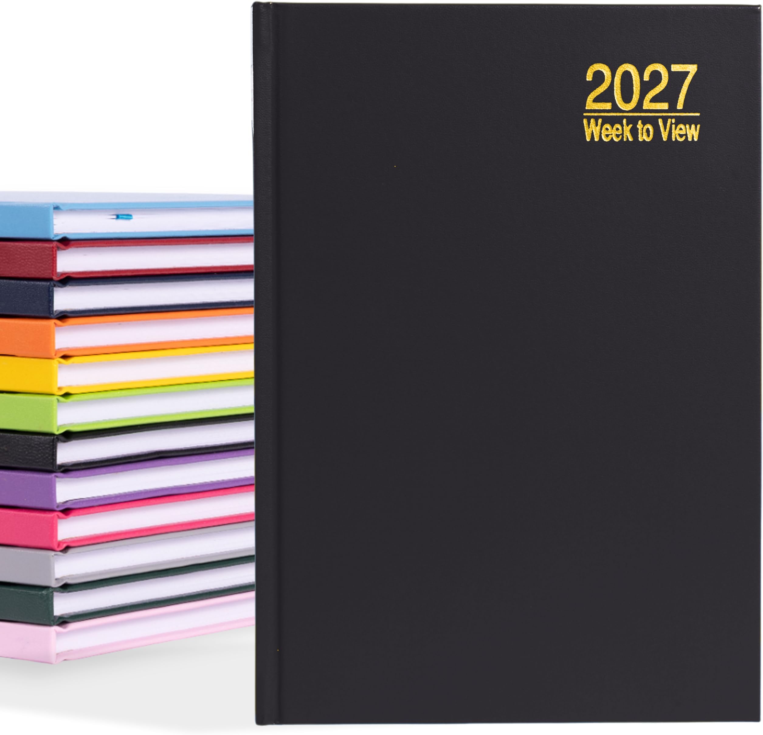 2027 Diary A5 Week to View - Hardback Planner Organiser Journal with Ribbon Marker - Ideal for Work, School & Personal Planning (A5, Black)