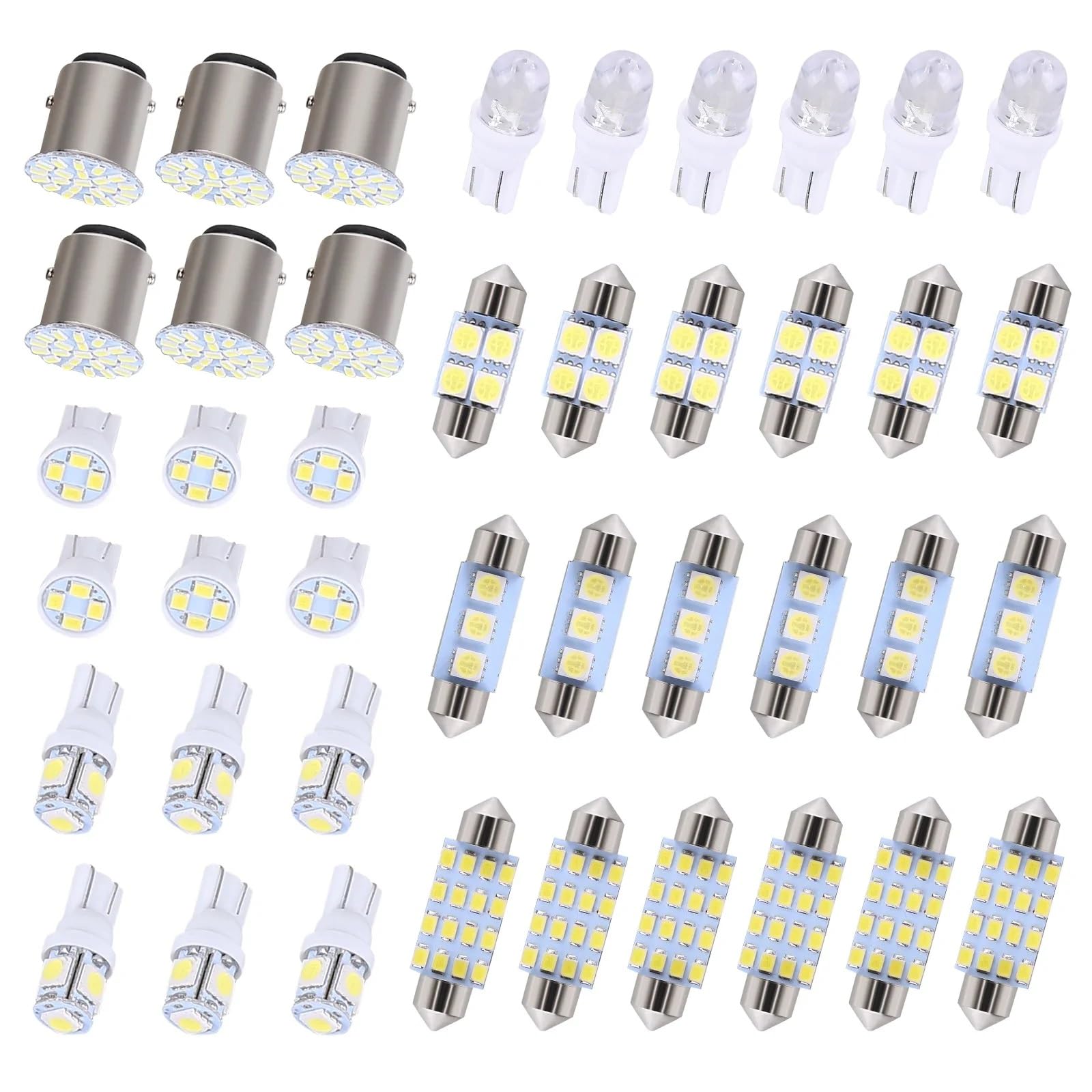 Luz Lectura Interior Trasera Juego De Combinación Luces LED Para Coche Indicadoras Ancho T10 Lectura Doble Punta Matrícula Interiores 42 Uds
