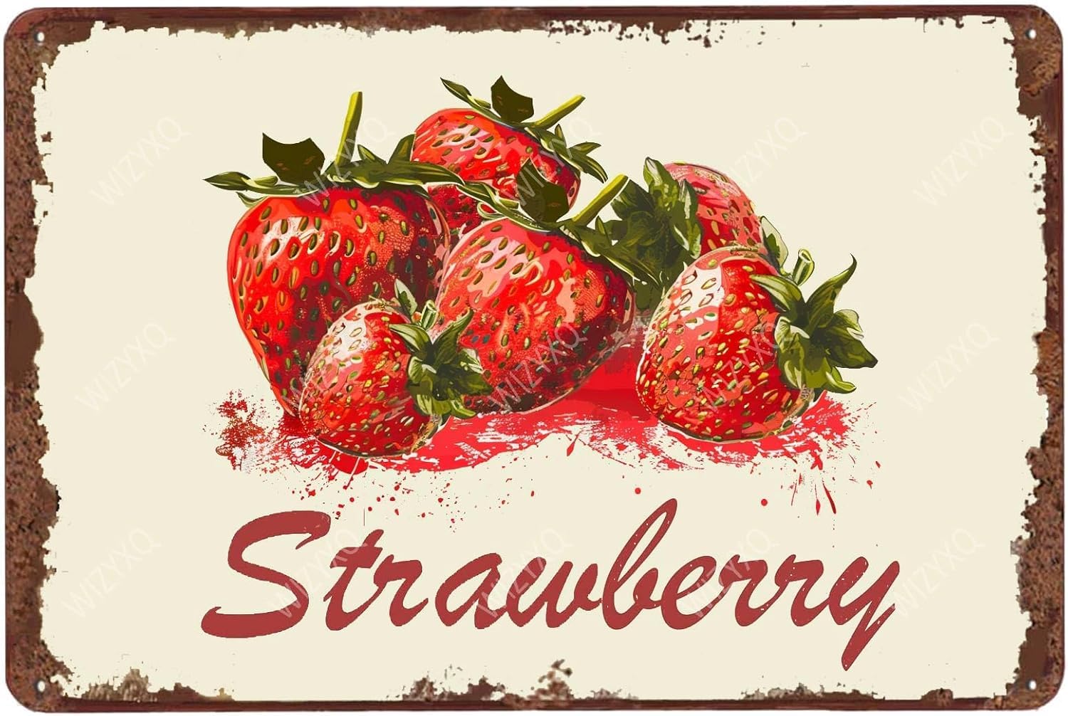 peiyeety Metal Signs Strawberries Vintage Aluminum Retro Metal Tin Sign Aluminum Sign for Home Coffee Bar Wall Decor 8x12 Inch