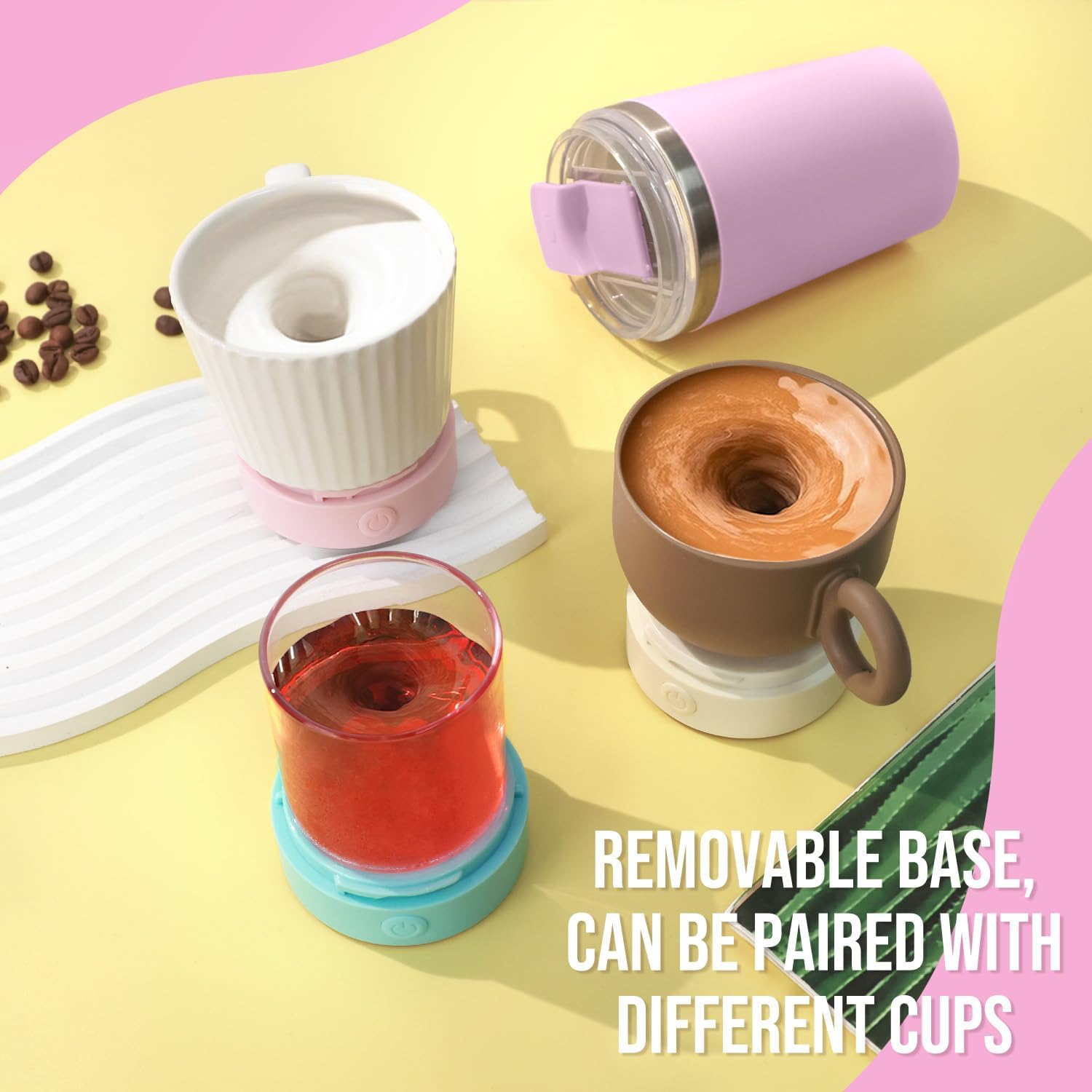 hatisan Self Stirring Coffee Mug With Lid Electric High Speed Self Stirring Mug 400ml Rechargeable Detachable Stainless Steel Self Stirring Cup for Coffee, Milk, Cocoa Christmas Gift(Purple) - Image 7