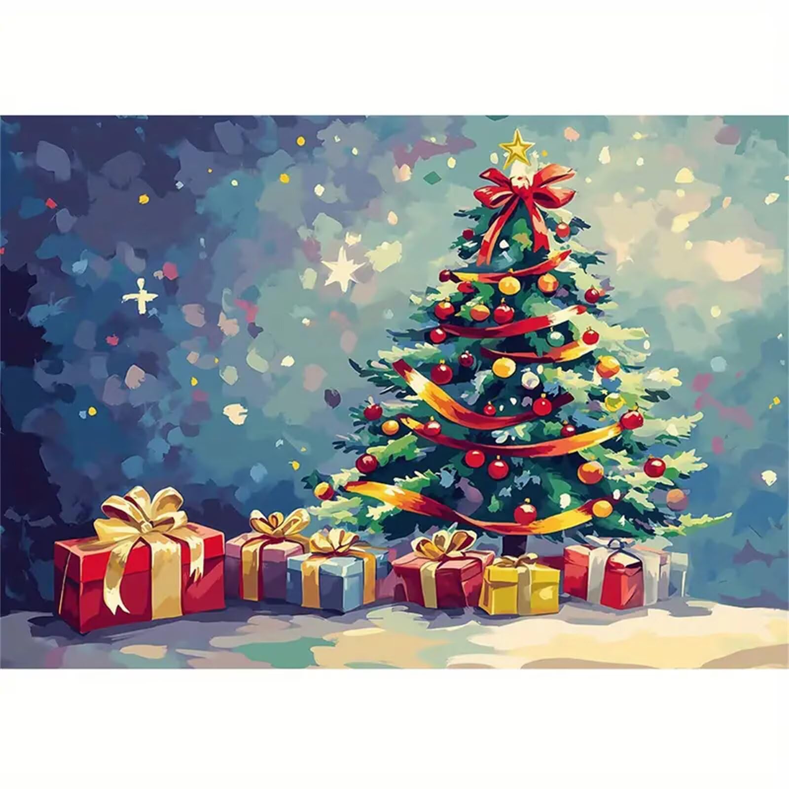 Paisaje de árbol de Navidad Pintar por Numeros con marco DIY Cuadro Con Números Kit de Pintura al óLeo Digital para Adultos de Lienzo Paint by numbers Kits Manualidades para Hogar Decoración 50x65 cm