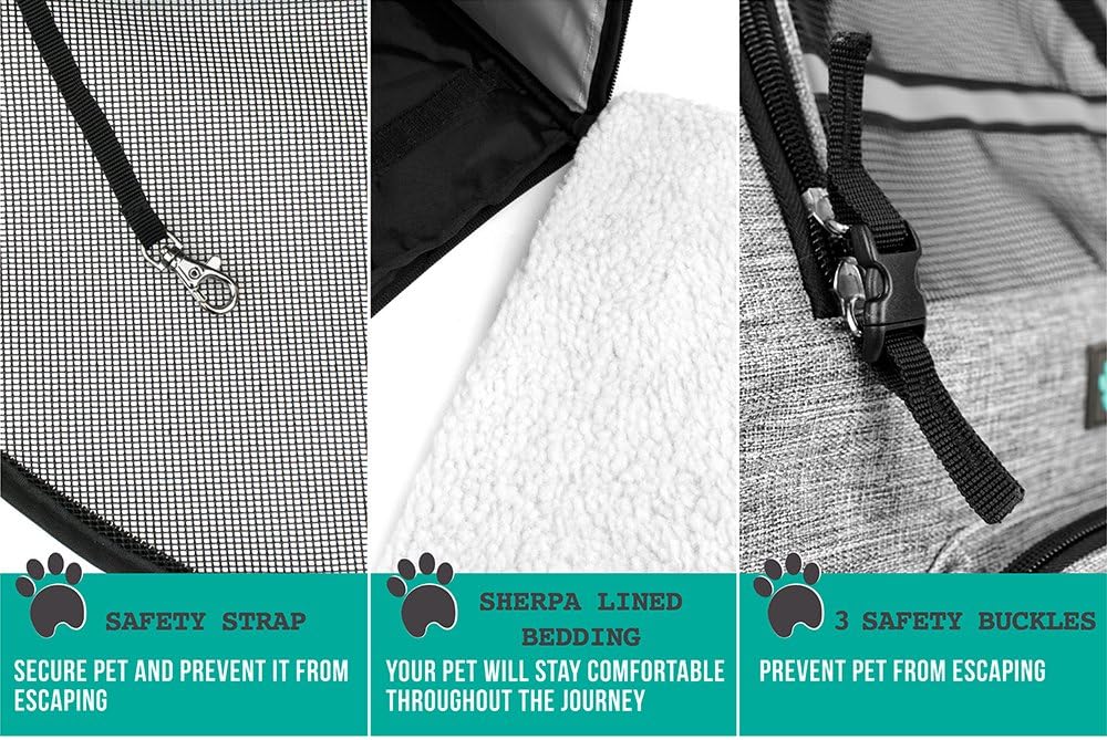 PetAmi Deluxe Pet Carrier Backpack for Small Cats and Dogs, Puppies | Ventilated Design, Two-Sided Entry, Safety Features and Cushion Back Support | for Travel, Hiking, Outdoor Use (Heather Gray) : Pet Supplies