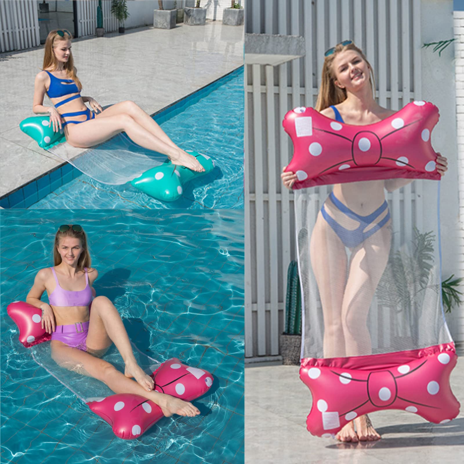 Materassino Gonfiabile 4 In 1 Per Piscina, Amaca Estiva Per Adulti Con Supporto, Accessori Per Giochi D'acqua