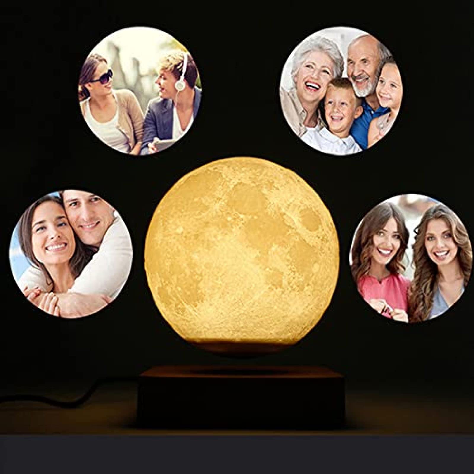 Lámpara De Luna Flotante, Lámpara De Luna Levitante Magnética, Luz De Luna LED De Impresión 3D, Luz Nocturna Decoración De La Habitación Brillo Luz De Luna Ajustable Cumpleaños para Niños 56