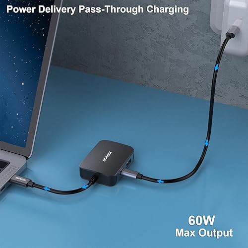 Miniatura 7 de BENFEI Adaptador USB C HUB 4 en 1, USB tipo C a HDMI VGA, adaptador USB C a USB, entrega de energía USB tipo C, compatible con MacBook Pro