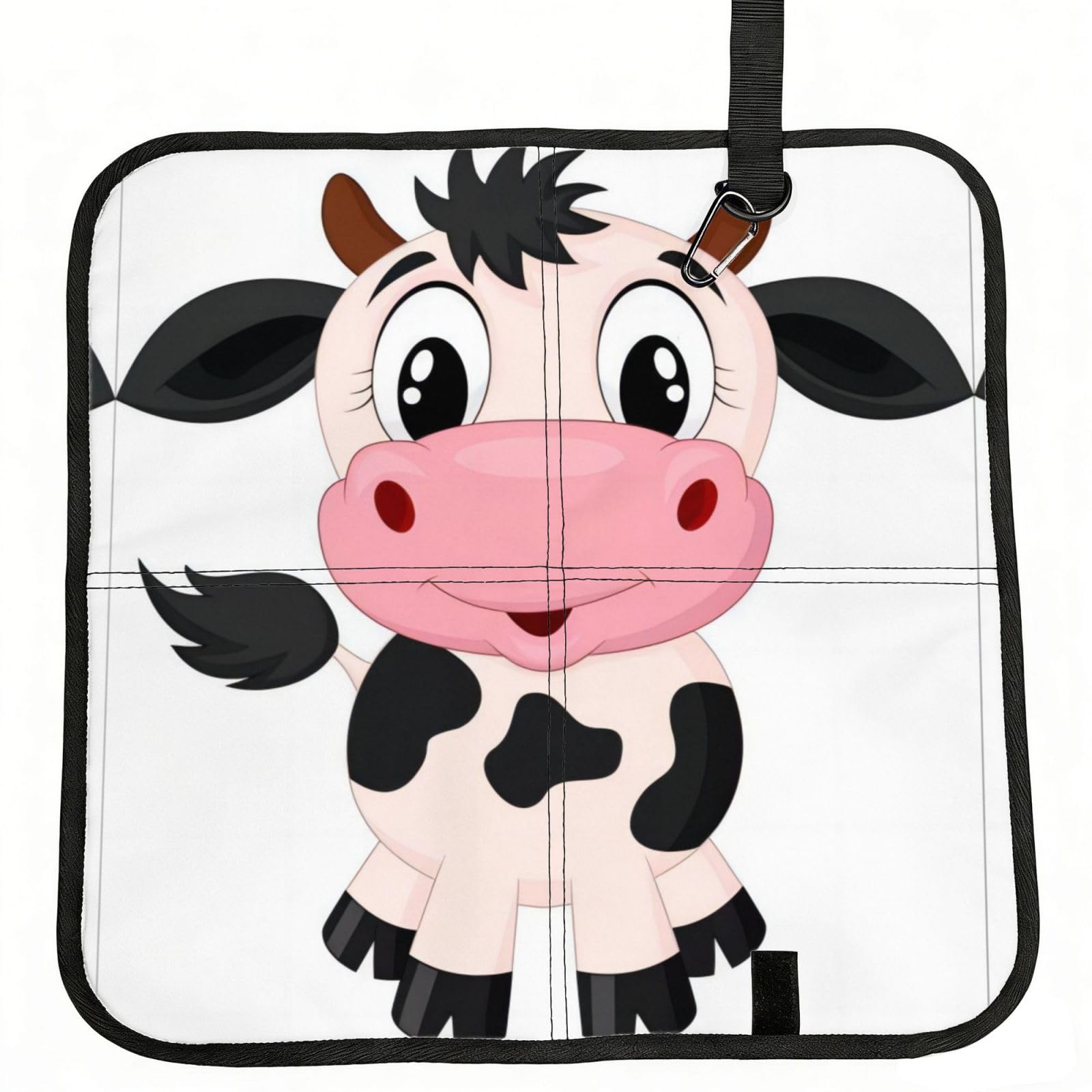 WZYCWB Cartoon Milk Cow Foldable Seating Cushion with Carabiner - Stadium Mat for Camping, Hiking and Outdoor Activities