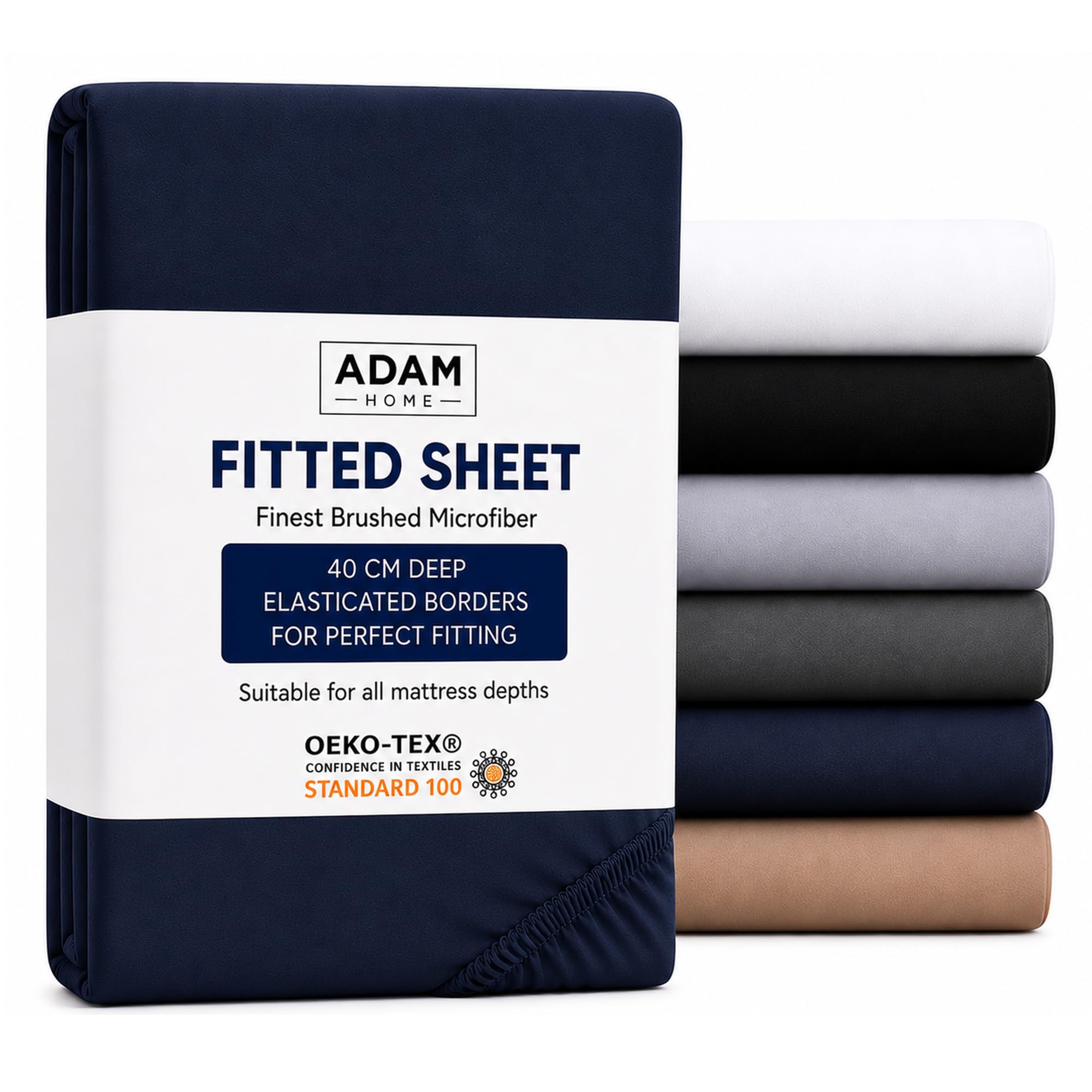 Adam Home Single Fitted Sheet Navy Blue (91x190 cm) Extra Deep 16 Inch (40 cm) Pocket Soft Brushed Microfiber Mattress Bed Sheet for Single Bed – Breathable, Shrink & Fade Resistant