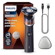 Philips Shaver 5000X Series Rasoio elettrico Wet and Dry tecnologia Skin Protect, testina flessibile a 360°, 1 ora di ricarica, ricarica rapida di 5 minuti, cappuccio a P, Arancione, modello X5012, 00