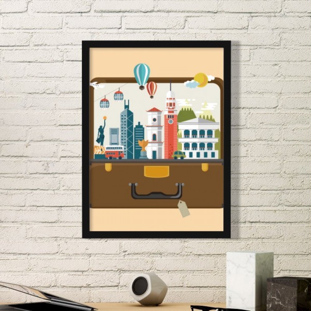 Peintures Hong Kong avec cadre noir protecteur pour habillage mural durable de chambre