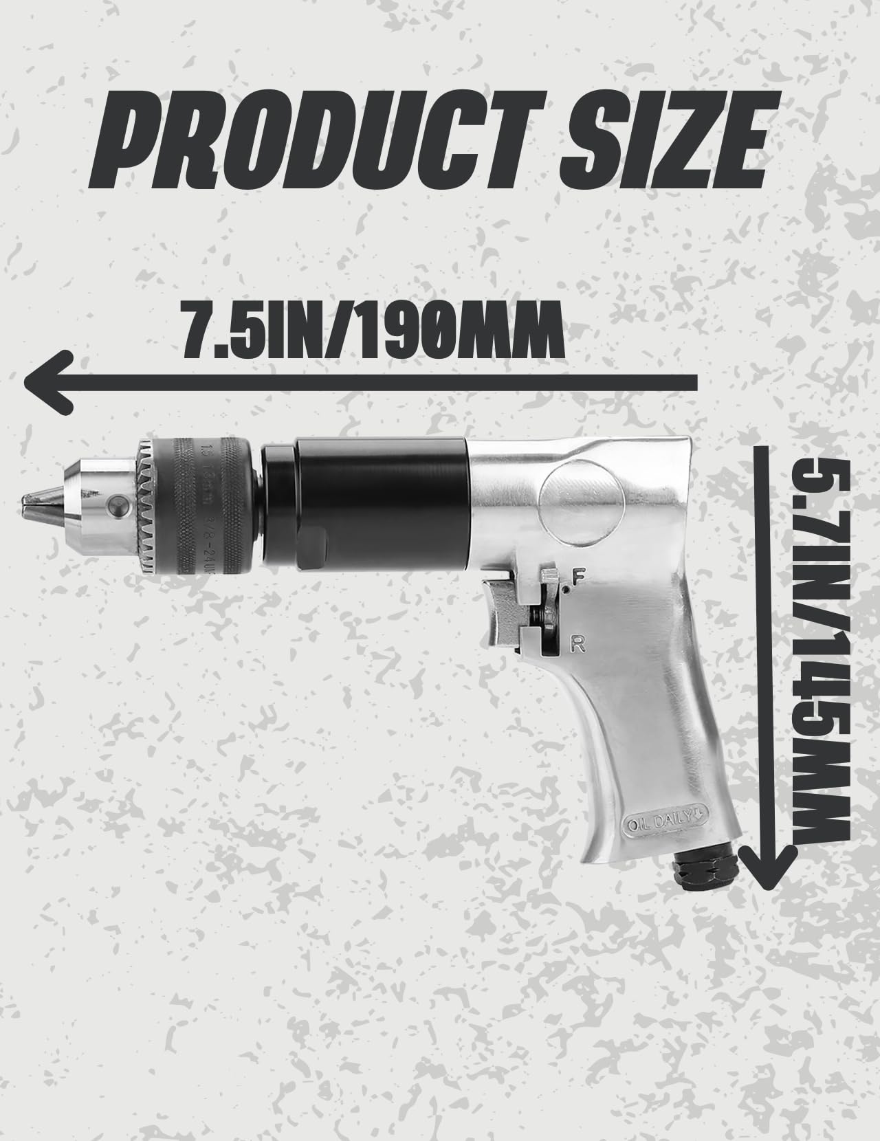 Pneumatic Drill 1/2" Chuck 700RPM Heavy-Duty Industrial Air Drill with Adjustable Speed & CW/CCW Rotation Anti-Vibration Handle for Drilling Tapping, Screwdriving — Amazon image 3