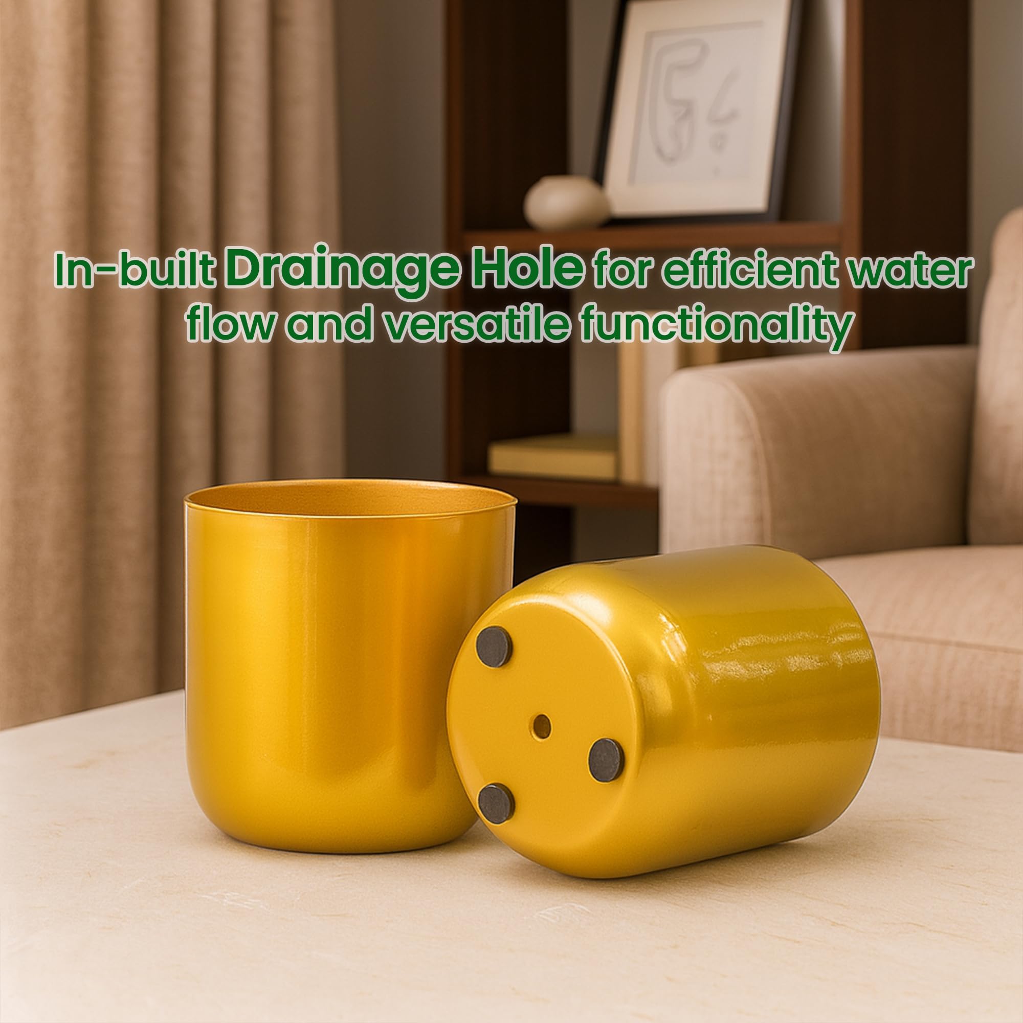 Metallic Miniature Planters - Gold Set of 2 -4