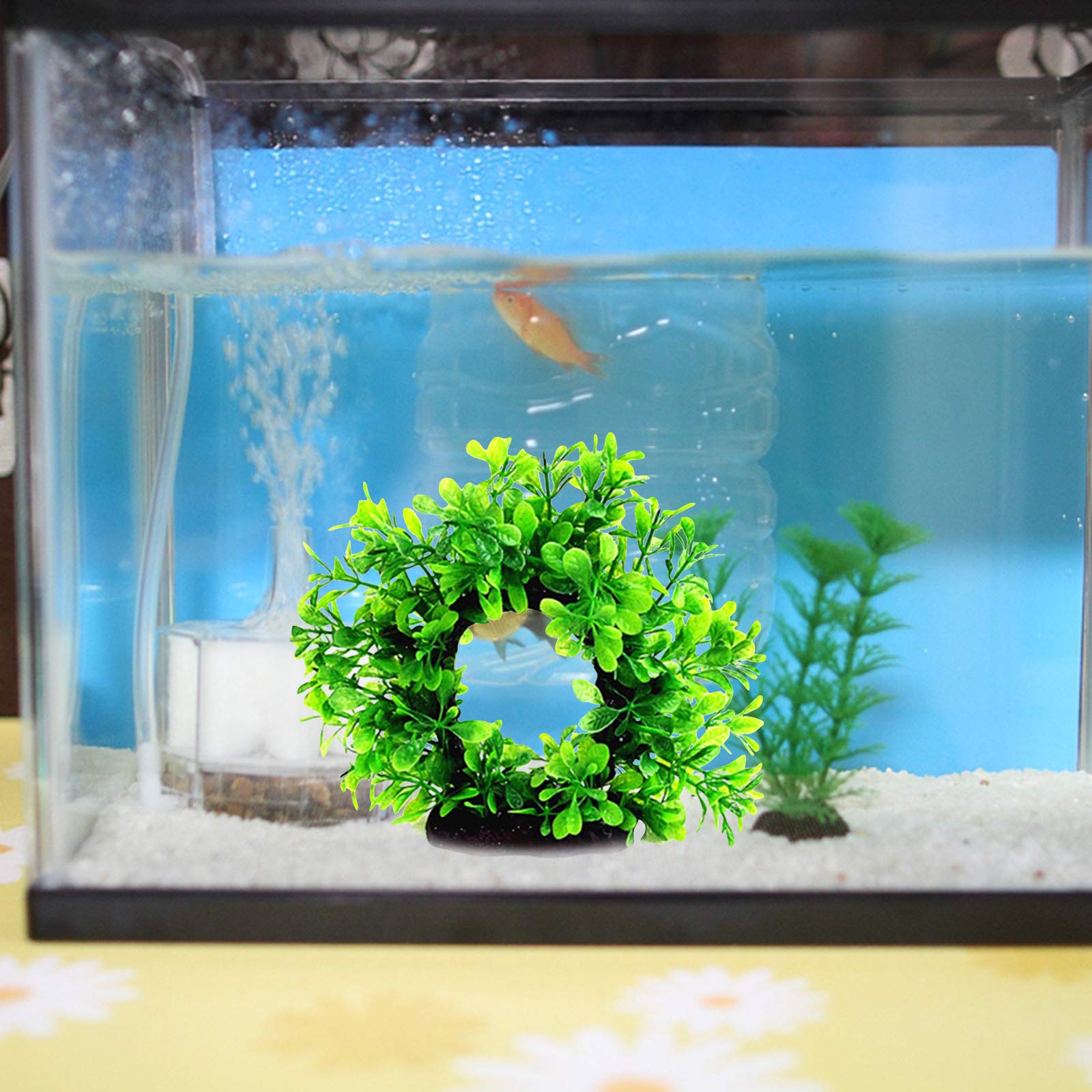 Artificial Aquatic Plants Arch Shape Aquarium Water Plant Decoration Ornament Fish Tank Simulation Plant Landscape Decor for Fish Shrimp Crab Play Hide BIANCO 30