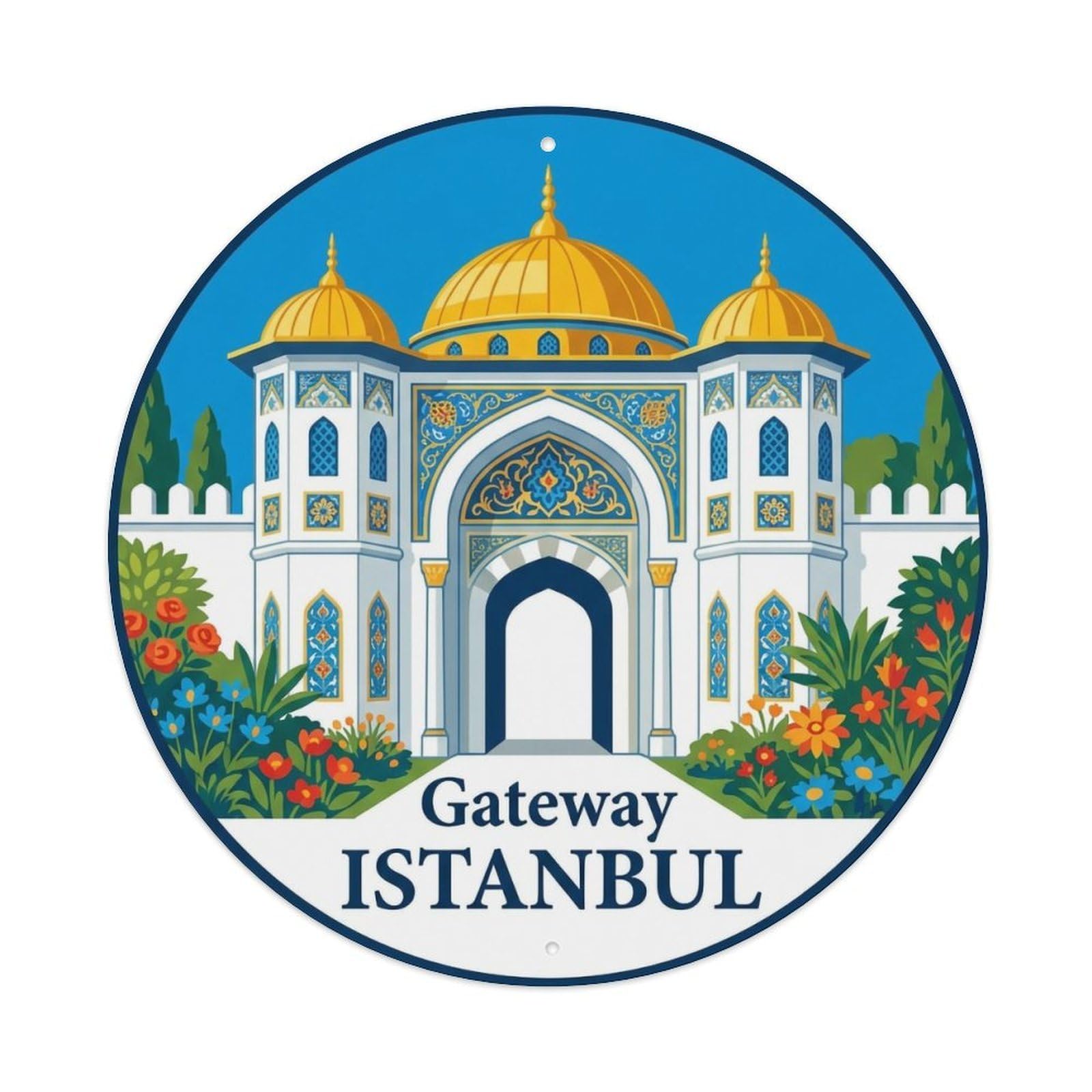 Este 8X8inch Style Vintage Travel Istanbul Turkey Gateway Metal Tin Sign