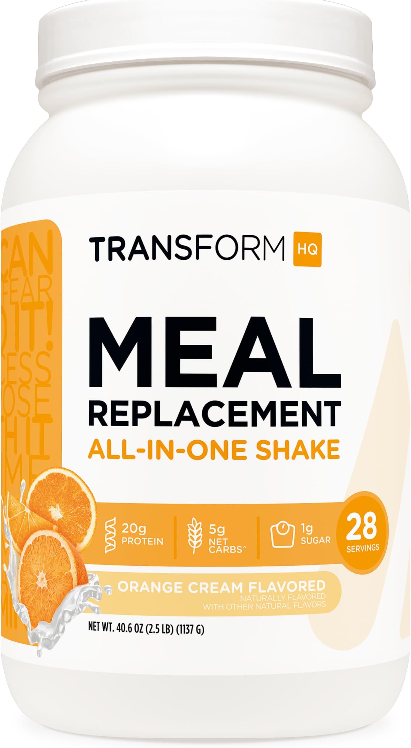 Meal Replacement Shake Powder 28 Servings (Orange Cream) - Gluten Free, Non-GMO