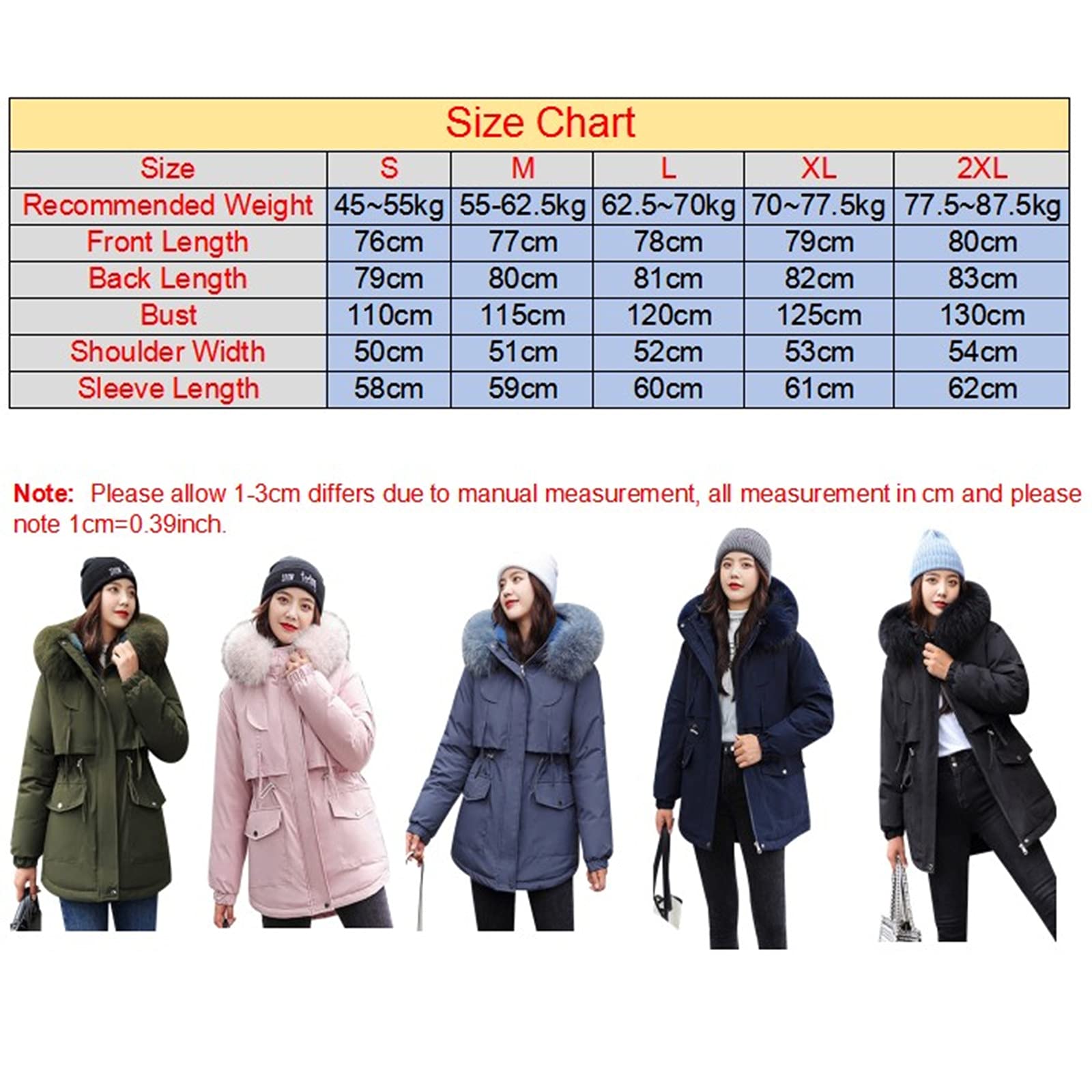 ANUFER Mujer Espesada Chaqueta Parka Cálida Invierno Capucha de Piel Sintética Abrigos