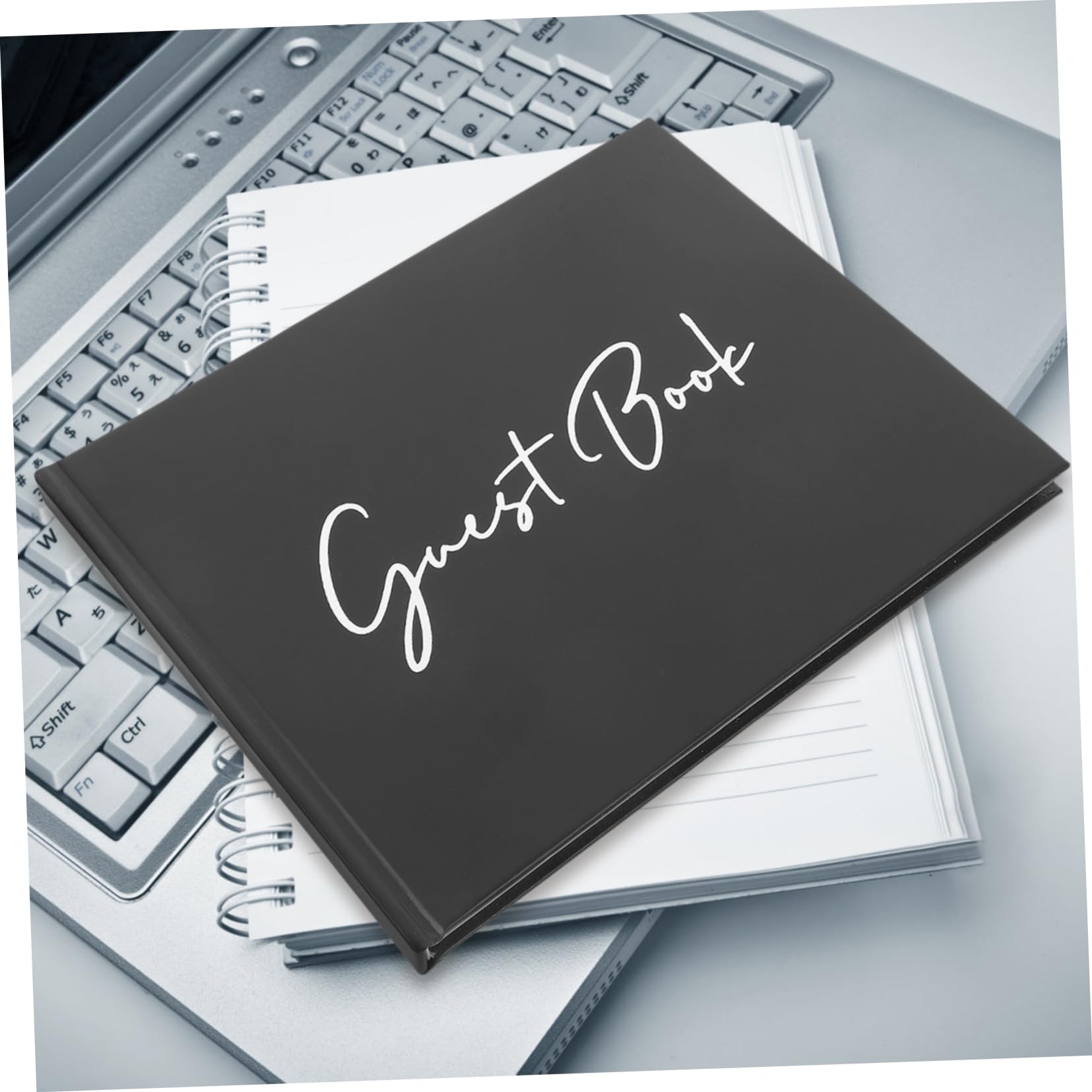 NUOBESTY Libro degli Ospiti Matrimonio in Carta e Plastico Nero Set 1 per Registrare Dediche e Firme in Occasione di Decorazione e Festa Nuziale