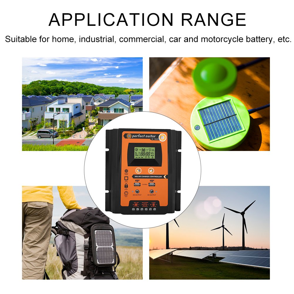 KIMISS Premium 12 V / 24 V 30A 50A Auto MPPT Solarladeregler Solar Panel Batterie Regler Dual USB LCD Display(50A)