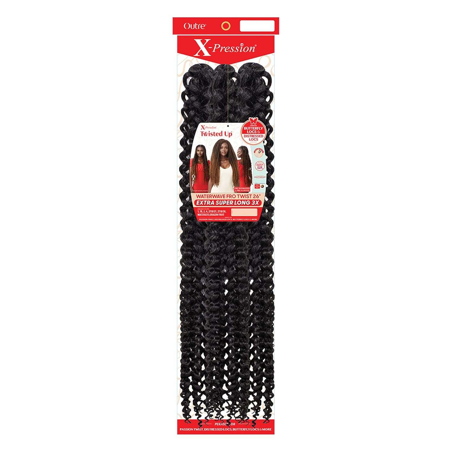 Outre Braids X-Pression Twisted Up 3X WATERWAVE FRO TWIST 26" EXTRA SUPER LONG (3-Pack, 2T1B/27)
